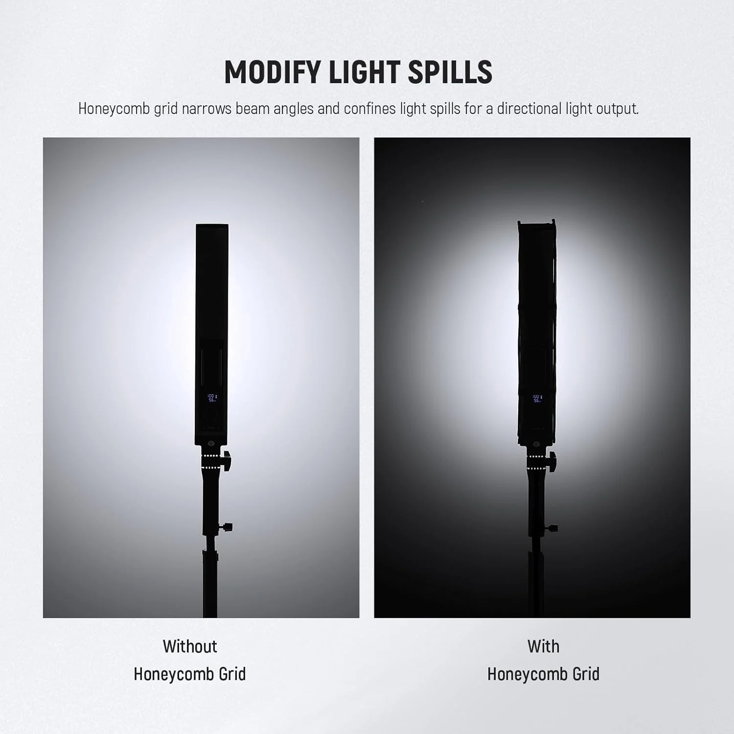 دیفیوزر سافت باکس گرید تیوب لایت NEEWER برای میله نور LED مدل BH20B، سافت باکس نواری لانه زنبوری با دیفیوزر، کیف حمل، بست های لمسی برای پخش زنده، یوتیوب، تیک تاک، پرتره، عکس های محصول، مدل NS2S