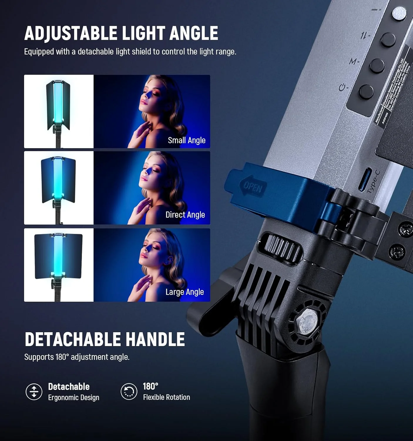 چراغ استیک تیوب ال ای دی RGB2 نیور با بارندور فلزی، دسته، نوار لمسی/کنترل APP/2.4G، چراغ ویدئویی RGB دستی مغناطیسی قابل شارژ، نورپردازی عکاسی قابل تنظیم 2500K-10000K CRI98+، 18 صحنه