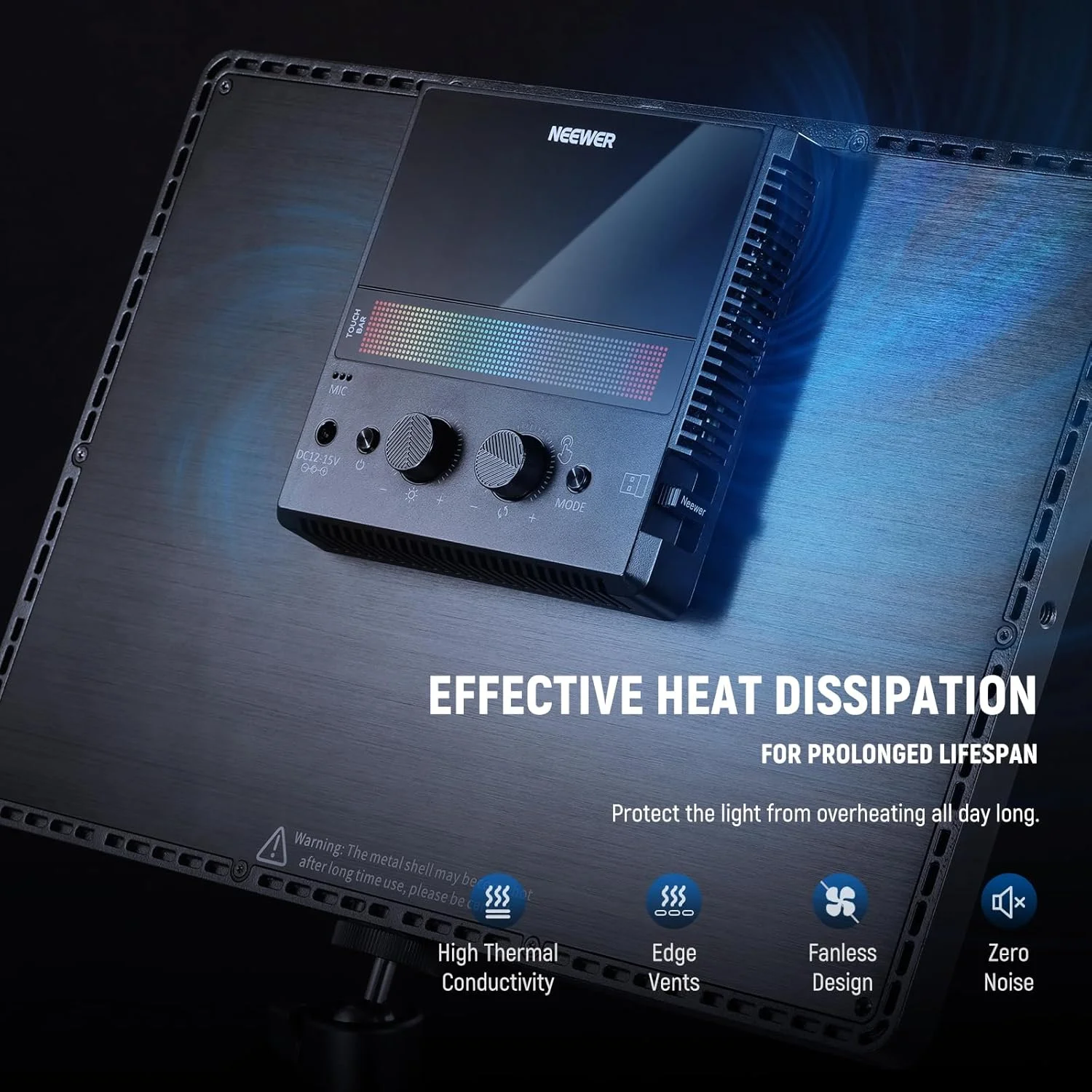 نور اصلی RGB مدل NEEWER GL1C با ابعاد 15.5 اینچ، پنل LED نرم 48 واتی با نور لبه ای برای استریمینگ، نورپردازی گیمینگ با کنترل از طریق برنامه 2.4G PC/Mac iOS/Android/WiFi/Stream Deck، نوار لمسی، 2900K-7000K، همگام سازی موسیقی، 18 صحنه