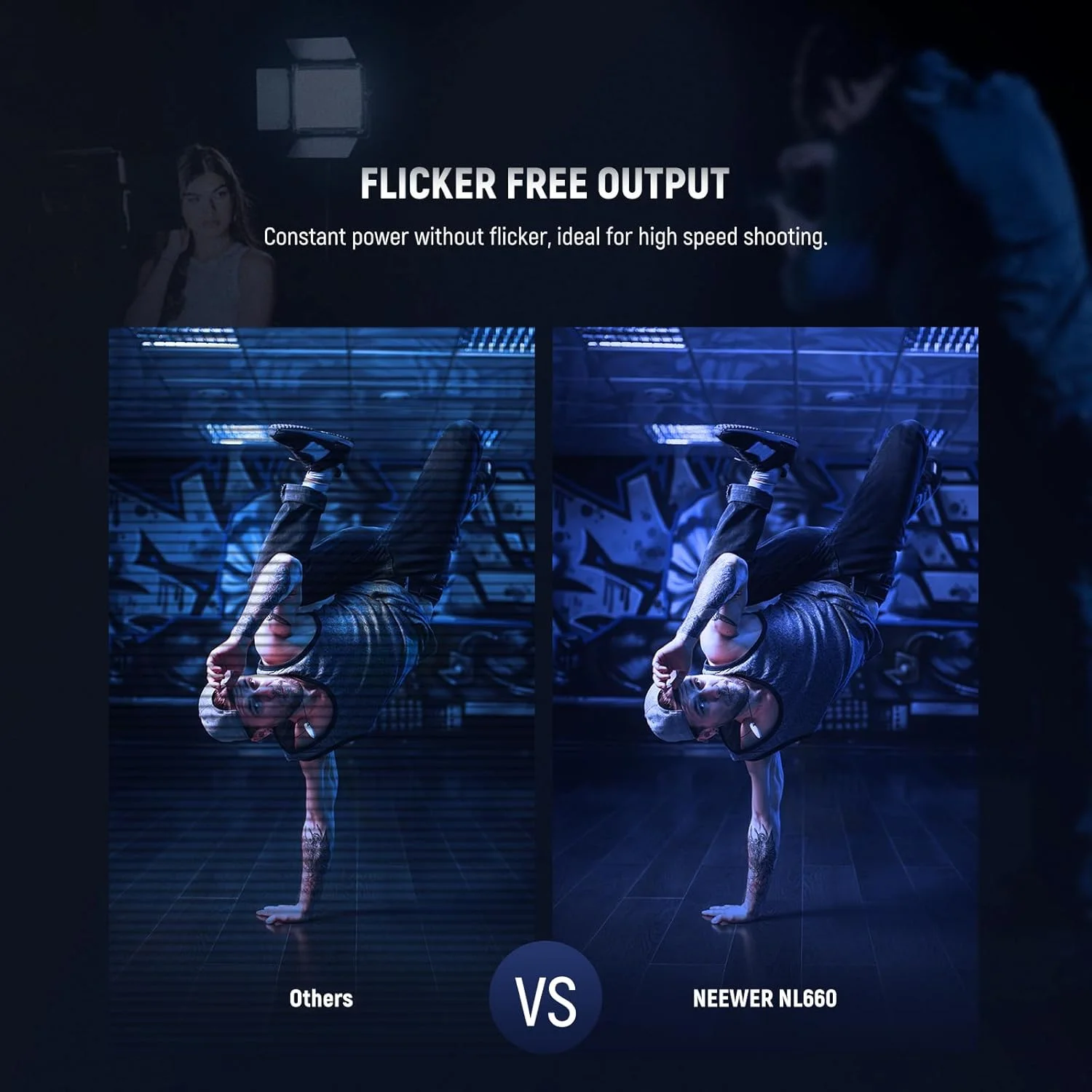 کیت نور ویدئویی ال ای دی دو رنگ 660 NEEWER شامل 2 عدد نور قابل تنظیم 3200-5600K با CRI 96+ به همراه براکت U شکل و بارندور، 2 عدد سافت باکس دیفیوزر، 2 عدد پایه نور 75 اینچی برای عکاسی و فیلمبرداری