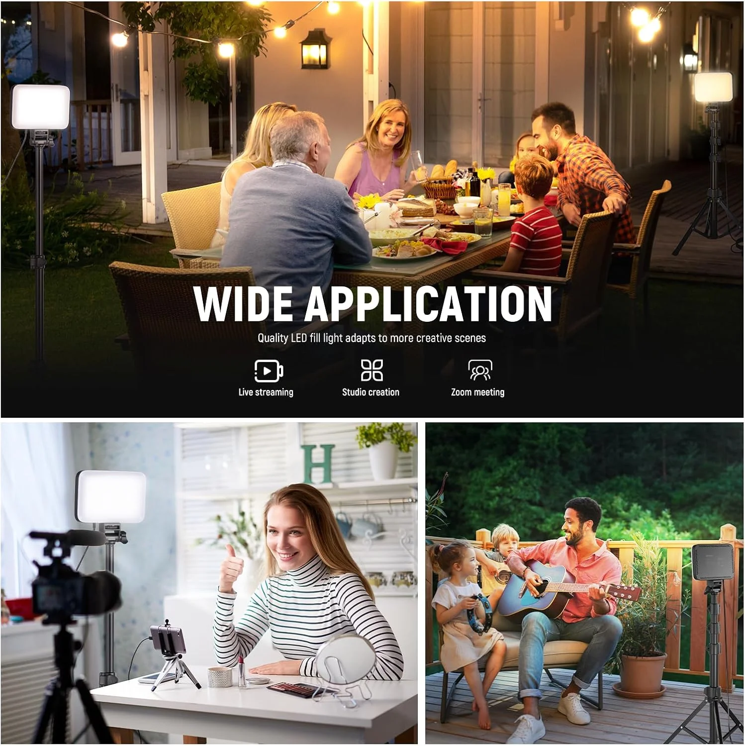 کیت نورپردازی پنل LED پایه NEEWER، بسته 2 عددی نورهای استودیویی قابل تنظیم دو رنگ با پایه و فیلتر، 3200K~5600K CRI 95 750lux برای عکاسی، ضبط ویدیو و پخش زنده، BP66