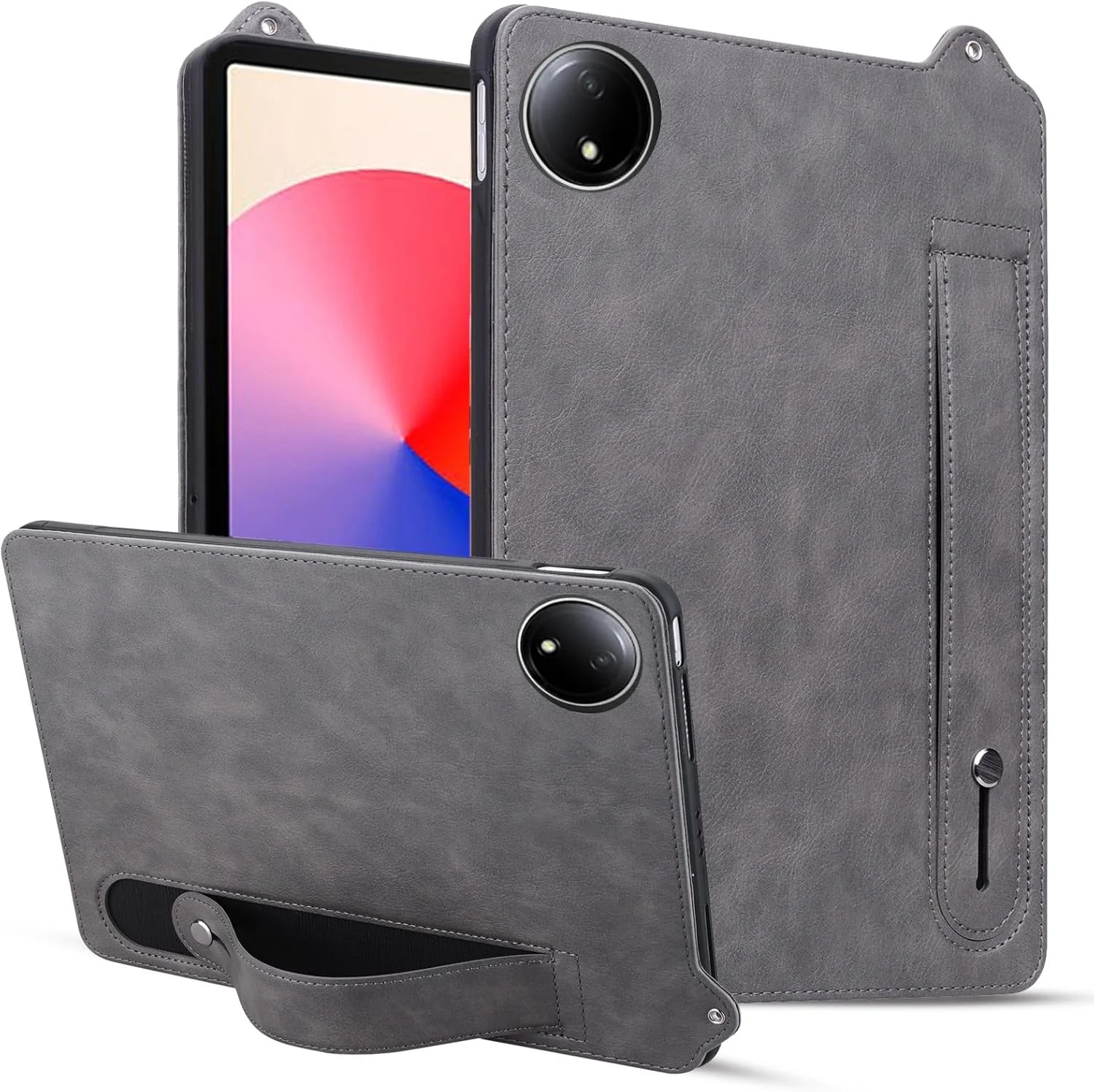 محافظ تبلت سازگار با شیائومی Redmi Pad SE 8.7 اینچ 2024، ضد ضربه، دارای استند و بند دستی، کیف تبلت چرمی TPU، لوازم جانبی تبلت (خاکستری) محافظ تبلت سازگار با شیائومی Redmi Pad SE 8.7 اینچ 2024، ضد ضربه، دارای استند و بند دستی، کیف تبلت چرمی TPU، لوازم جانبی تبلت (خاکستری)