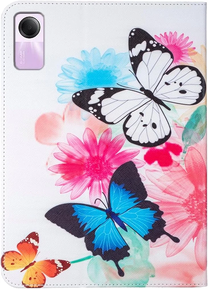 کیف SLLMYYX برای شیائومی Redmi Pad SE 11 اینچ (نسخه 2023)، روکش تاشو باریک و سبک با قابلیت تنظیم زاویه دید (طرح پروانه رنگی)