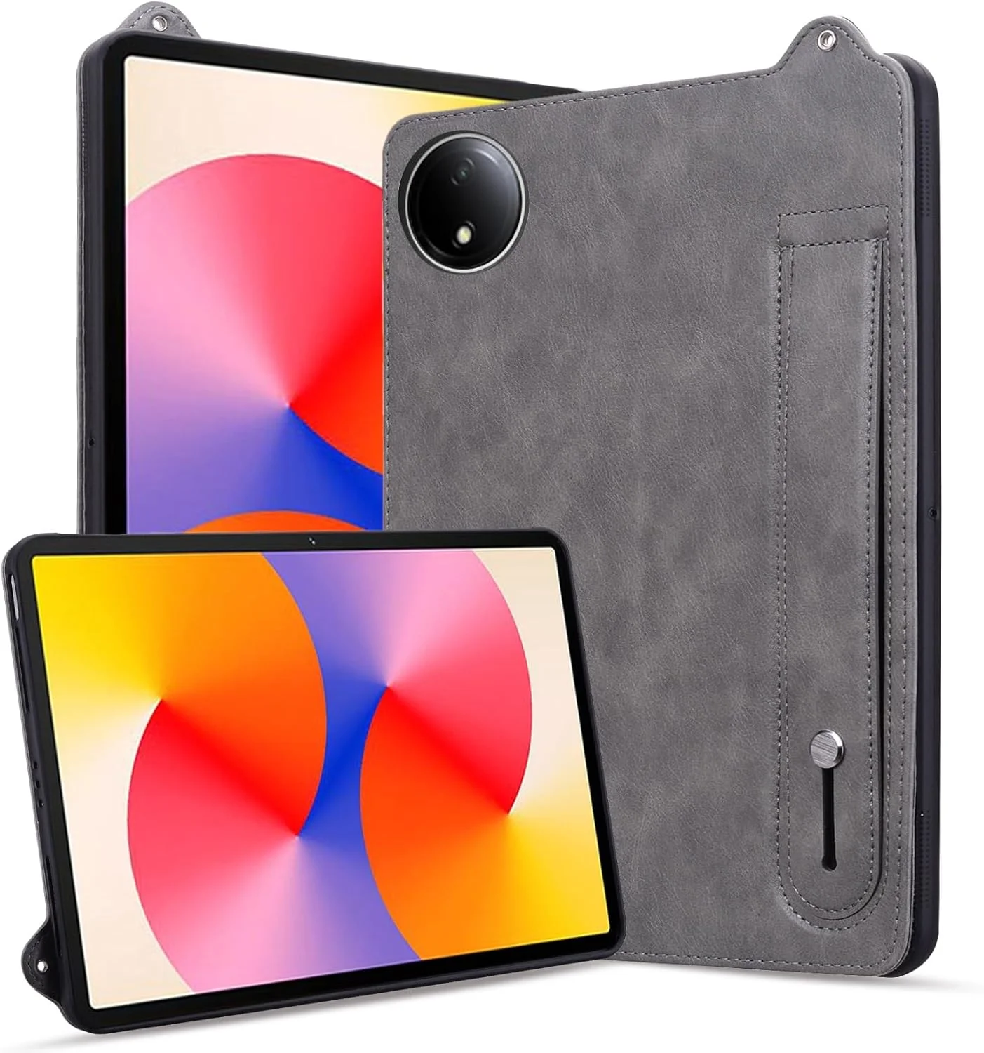 محافظ تبلت سازگار با شیائومی Redmi Pad SE 8.7 اینچ 2024، ضد ضربه، دارای استند و بند دستی، کیف تبلت چرمی TPU، لوازم جانبی تبلت (خاکستری) محافظ تبلت سازگار با شیائومی Redmi Pad SE 8.7 اینچ 2024، ضد ضربه، دارای استند و بند دستی، کیف تبلت چرمی TPU، لوازم جانبی تبلت (خاکستری)