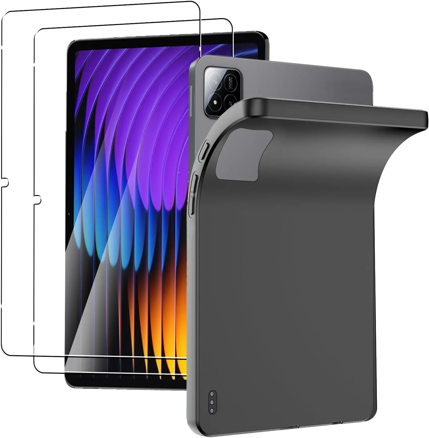 کاور محافظ Kzioacsh برای شیائومی پد 7 / شیائومی پد 7 پرو 11.2 اینچی به همراه 2 محافظ صفحه شیشه ای، TPU نرم و انعطاف پذیر، فوق العاده باریک، ضد خش، سبک وزن، مات، با لمس ابریشمی نرم و ضد اثر انگشت