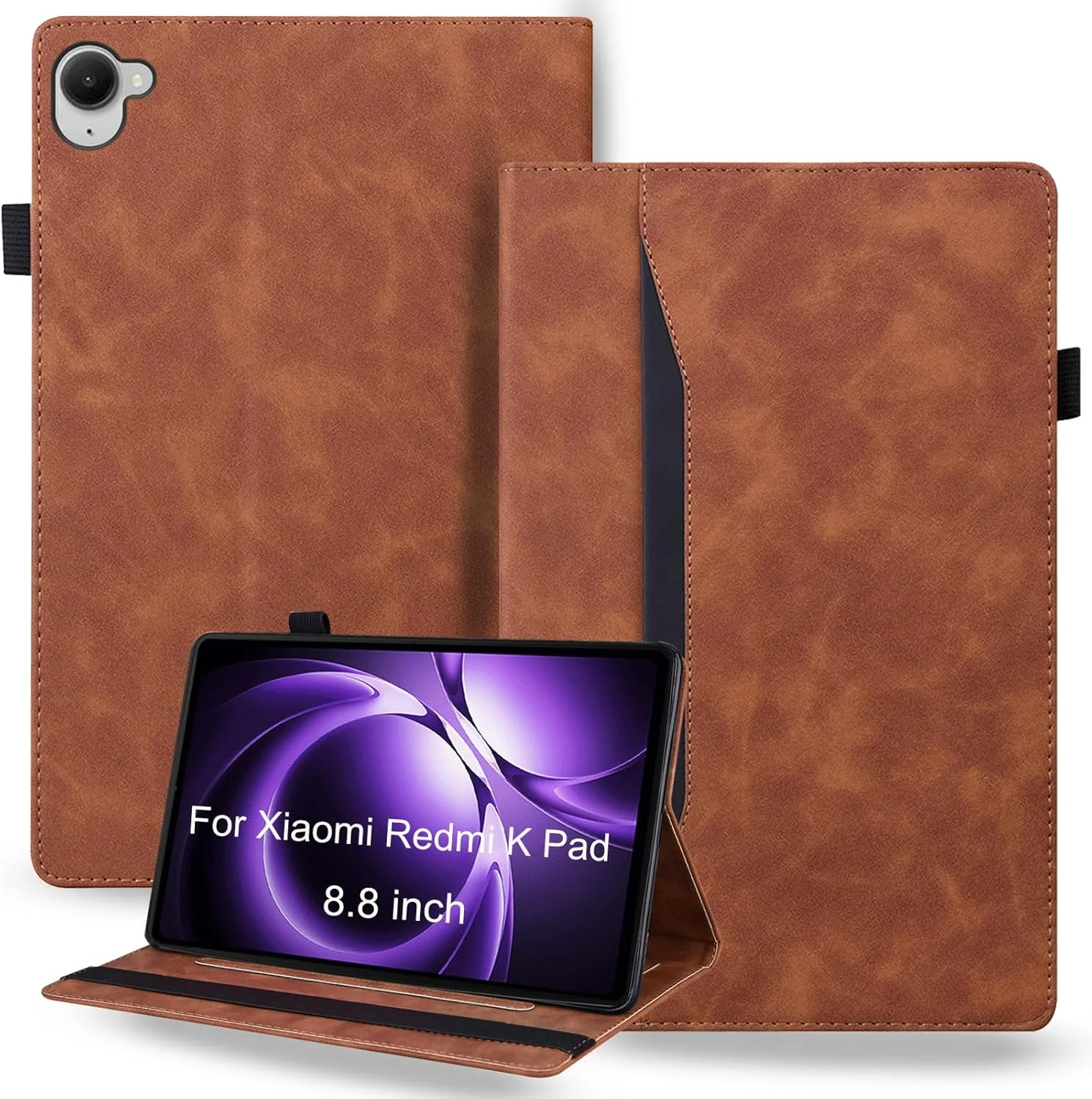 کاور Gruattreay سازگار با تبلت شیائومی Redmi K Pad سایز 8.8 اینچ (مدل 2025)، کیف پول تاشو هوشمند، جلد باریک کتابی با استند و جای قلم (قهوه ای)