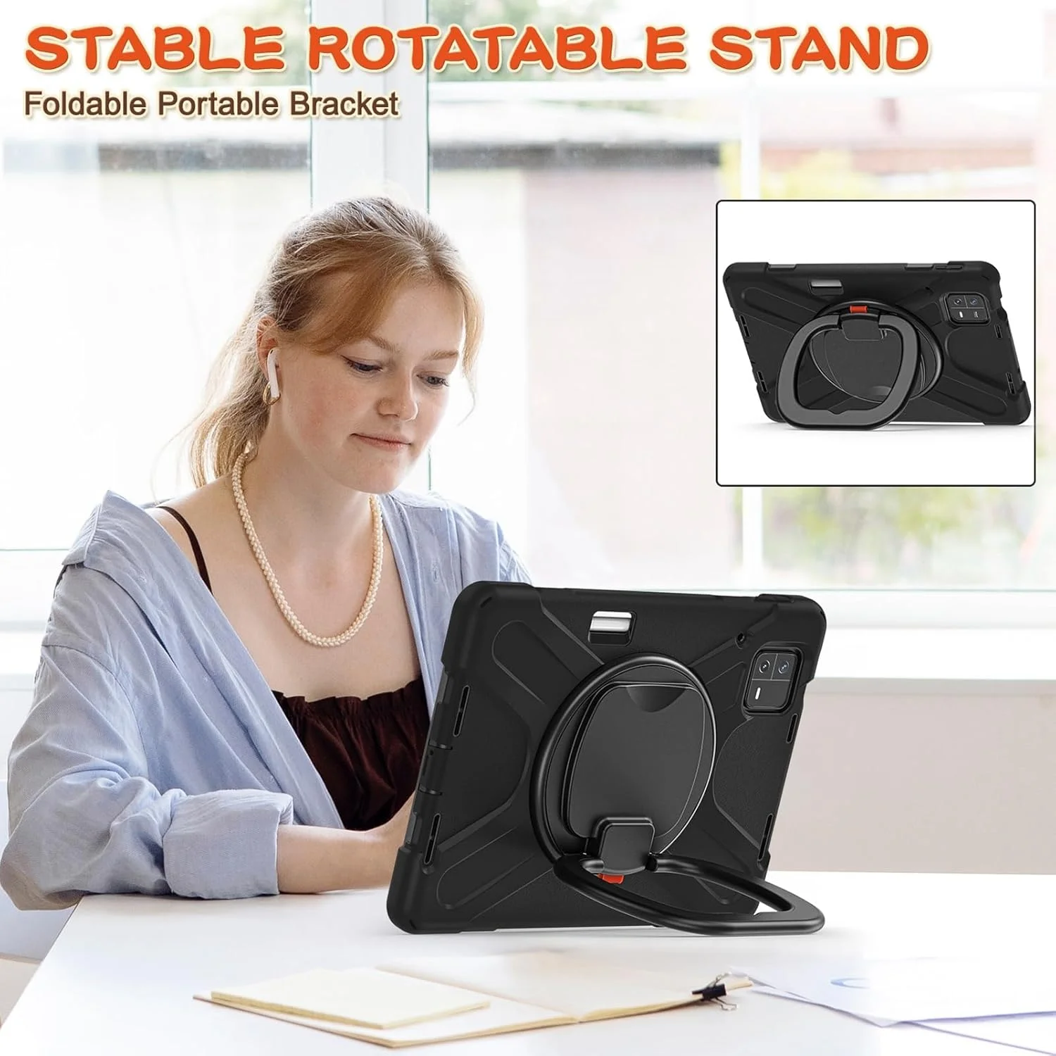 کیف محافظ مقاوم Dpofirs برای شیائومی Mi Pad 6 6 Pro، کیف تبلت با پایه، کیف تاشو باریک با پایه برای شیائومی Mi Pad 6 6 Pro، چرخش 360 درجه، بند (مشکی) کیف محافظ مقاوم Dpofirs برای شیائومی Mi Pad 6 6 Pro، کیف تبلت با پایه، کیف تاشو باریک با پایه برای شیائومی Mi Pad 6 6 Pro، چرخش 360 درجه، بند (مشکی)
