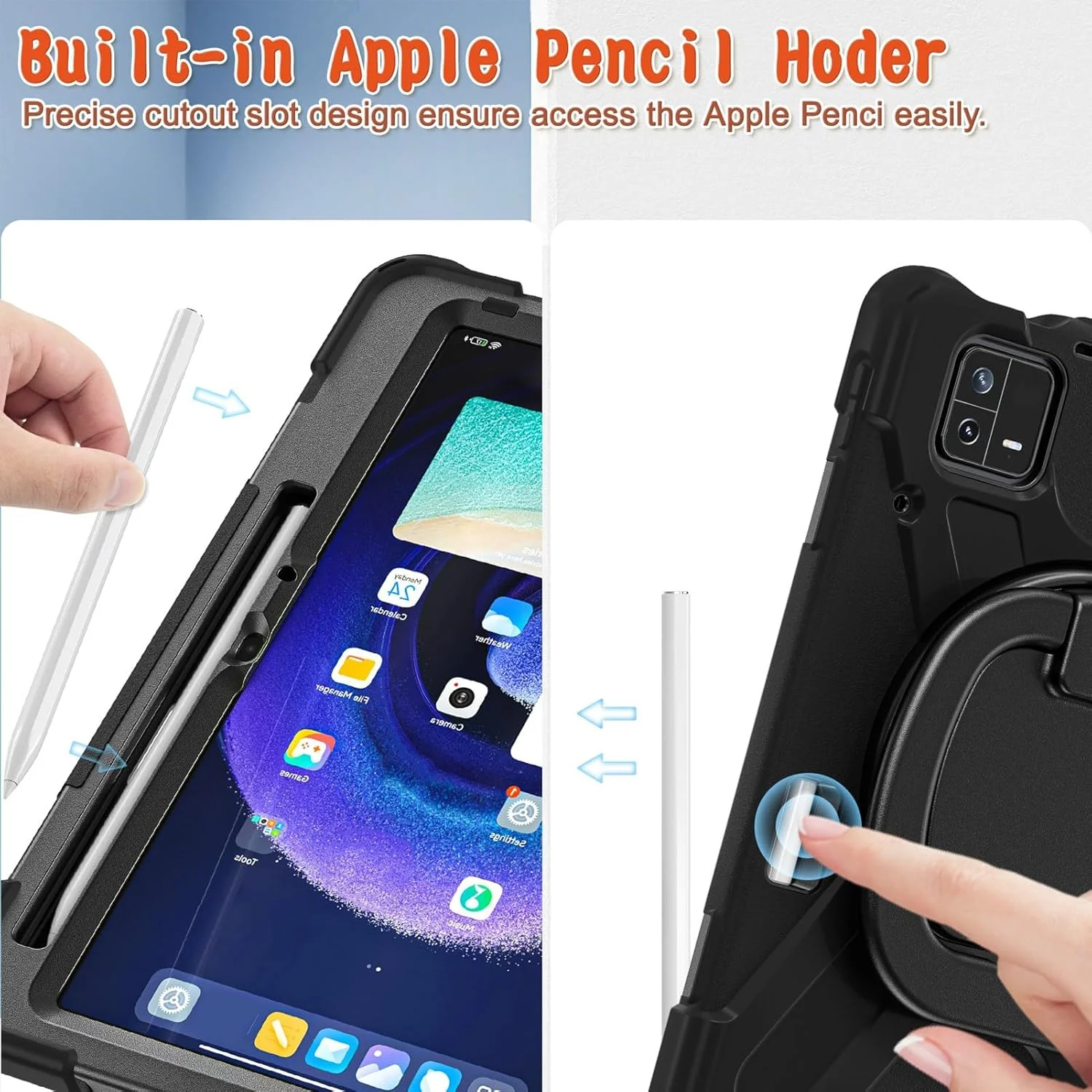 کیف محافظ مقاوم Dpofirs برای شیائومی Mi Pad 6 6 Pro، کیف تبلت با پایه، کیف تاشو باریک با پایه برای شیائومی Mi Pad 6 6 Pro، چرخش 360 درجه، بند (مشکی) کیف محافظ مقاوم Dpofirs برای شیائومی Mi Pad 6 6 Pro، کیف تبلت با پایه، کیف تاشو باریک با پایه برای شیائومی Mi Pad 6 6 Pro، چرخش 360 درجه، بند (مشکی)