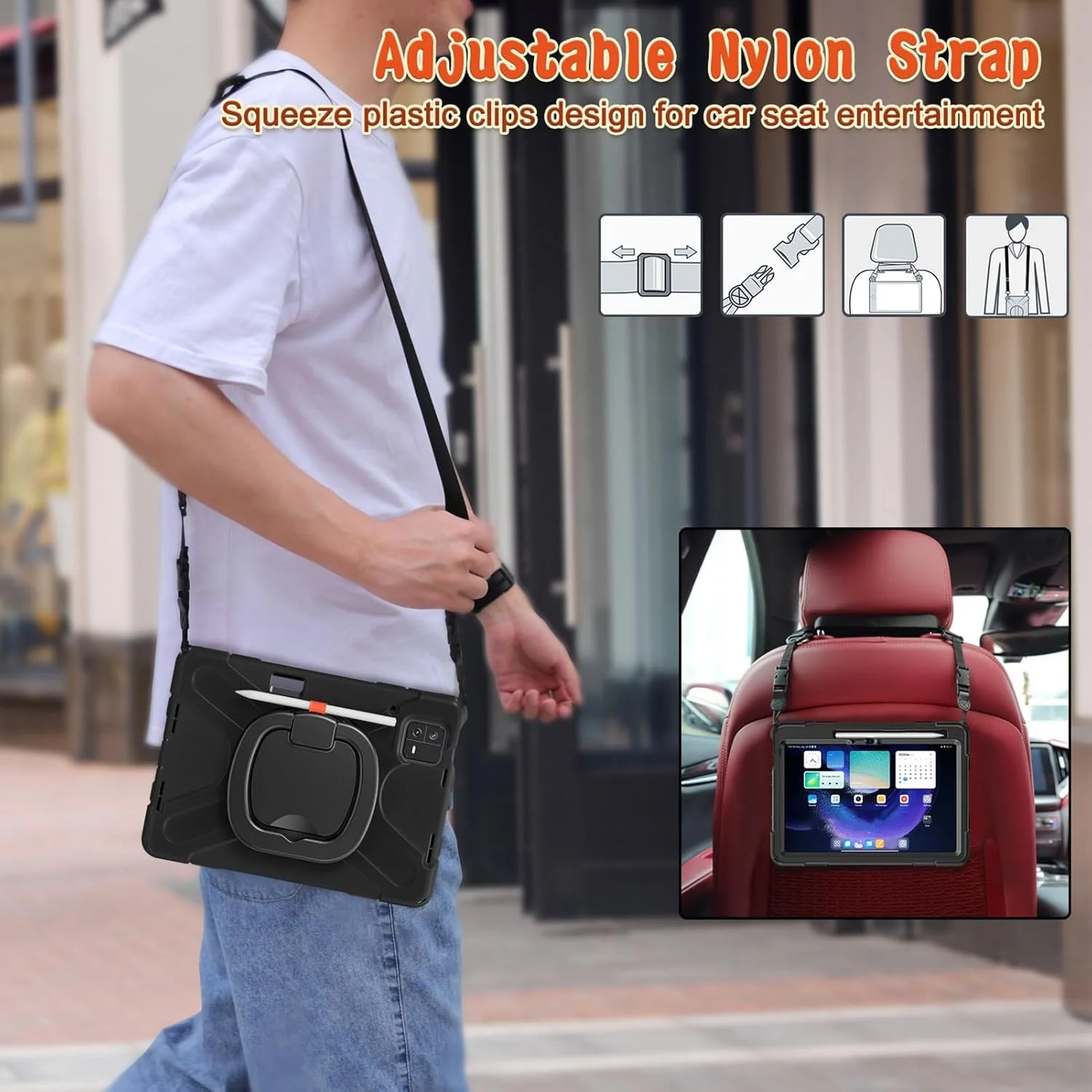 کیف محافظ مقاوم Dpofirs برای شیائومی Mi Pad 6 6 Pro، کیف تبلت با پایه، کیف تاشو باریک با پایه برای شیائومی Mi Pad 6 6 Pro، چرخش 360 درجه، بند (مشکی) کیف محافظ مقاوم Dpofirs برای شیائومی Mi Pad 6 6 Pro، کیف تبلت با پایه، کیف تاشو باریک با پایه برای شیائومی Mi Pad 6 6 Pro، چرخش 360 درجه، بند (مشکی)