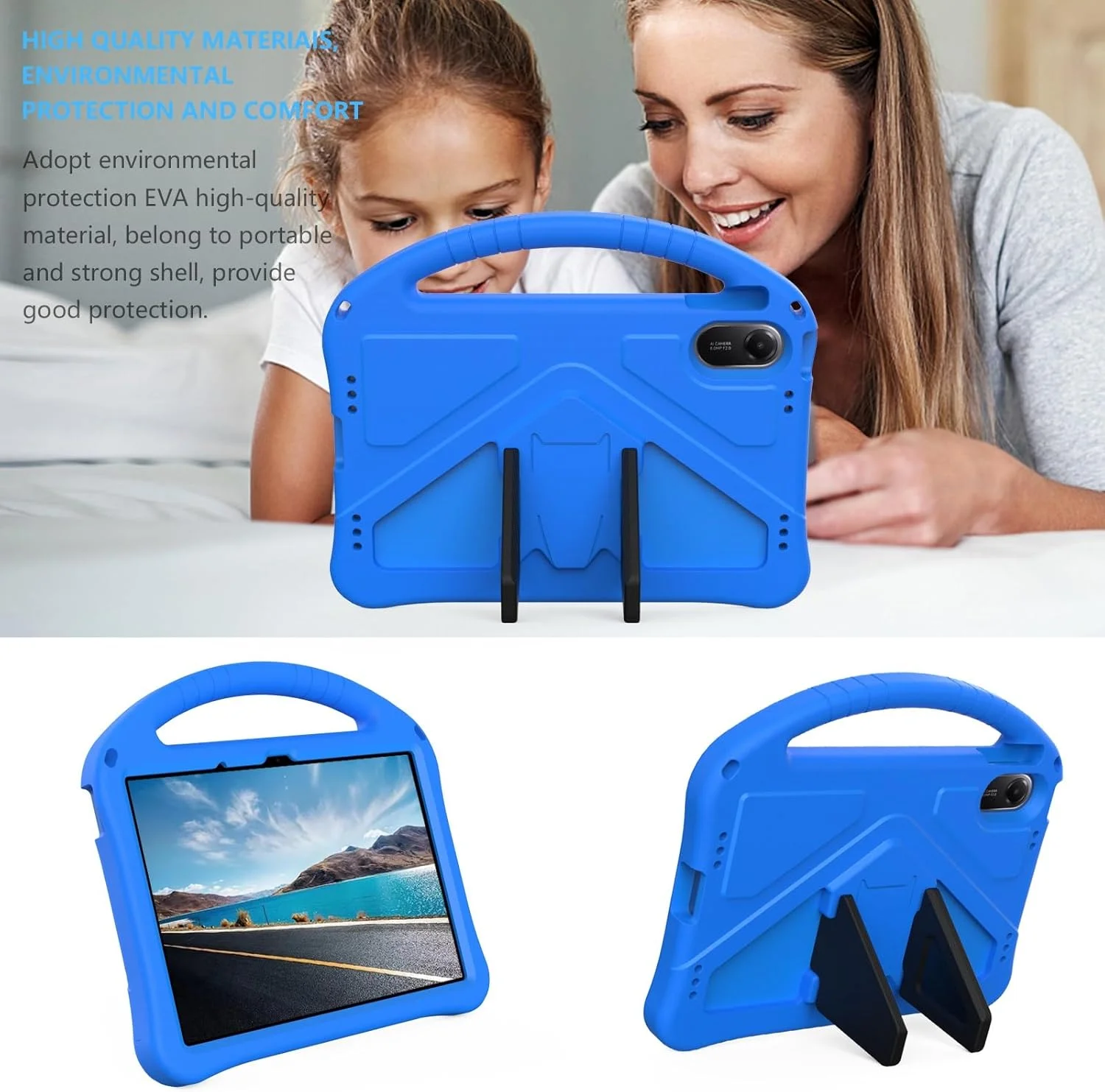 محافظ تبلت برای شیائومی ردمی پد 2 11 اینچ 2025، کاور تبلت EVA سبک وزن کودکانه با بند قابل تنظیم، دسته ضد ضربه و پایه نگهدارنده برای محافظت از تبلت کودکان (آبی) محافظ تبلت برای شیائومی ردمی پد 2 11 اینچ 2025، کاور تبلت EVA سبک وزن کودکانه با بند قابل تنظیم، دسته ضد ضربه و پایه نگهدارنده برای محافظت از تبلت کودکان (آبی)