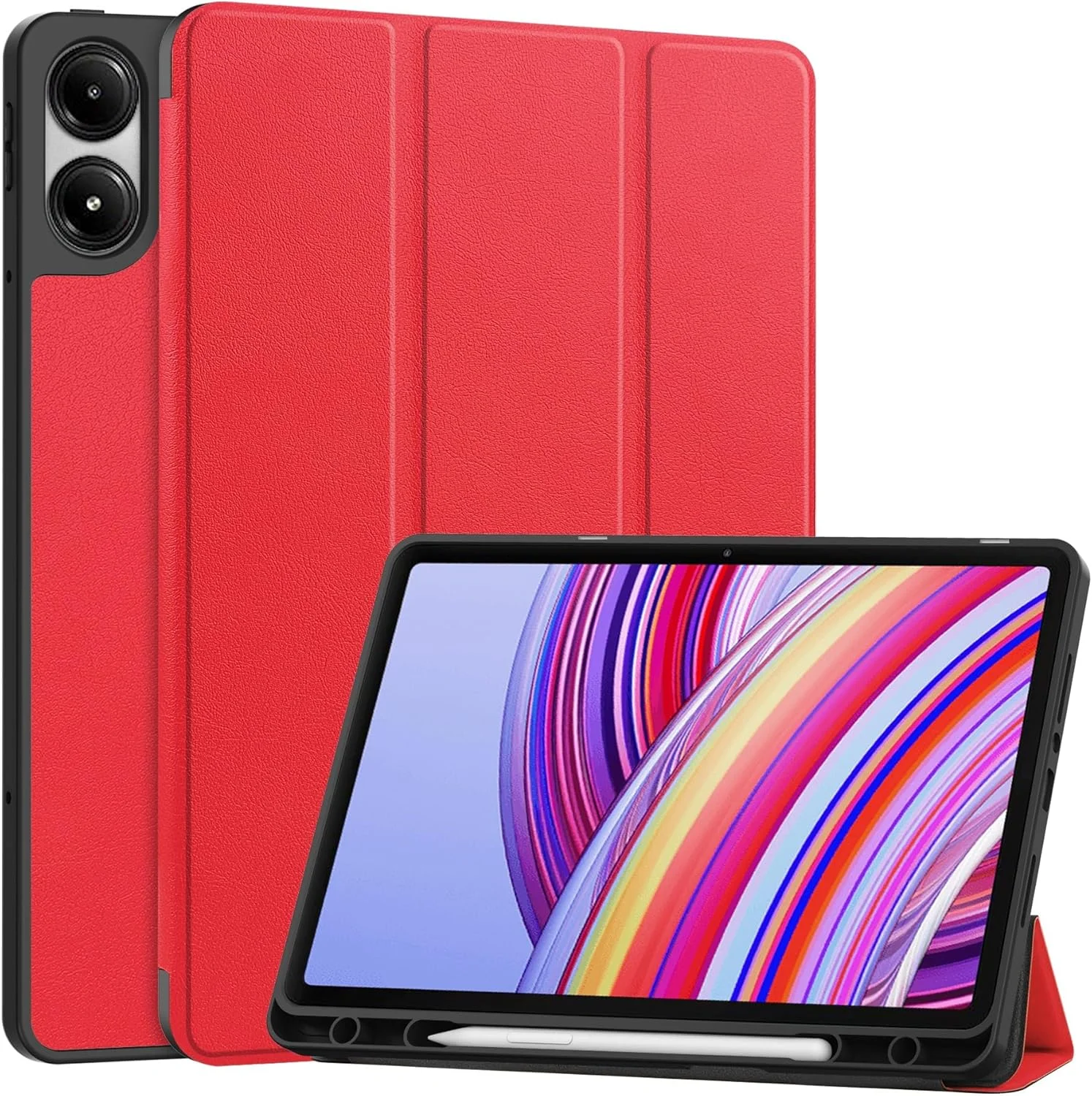 کیف محافظ تبلت هوشمند سازگار با شیائومی Redmi Pad Pro 12.1 اینچ، کاور هوشمند با نگهدارنده قلم، قاب پشتی سه تایی، پایه باریک، پوشش TPU ضد ضربه سازگار با Redmi Pad Pro 12.1