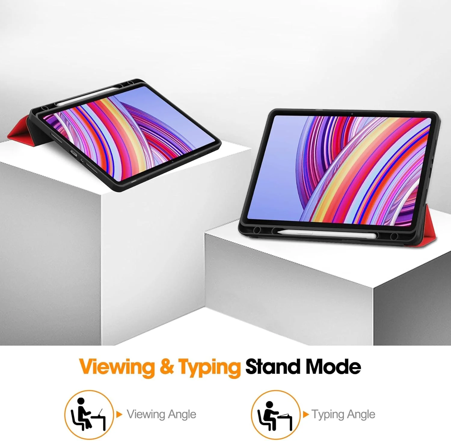 کیف محافظ تبلت هوشمند سازگار با شیائومی Redmi Pad Pro 12.1 اینچ، کاور هوشمند با نگهدارنده قلم، قاب پشتی سه تایی، پایه باریک، پوشش TPU ضد ضربه سازگار با Redmi Pad Pro 12.1