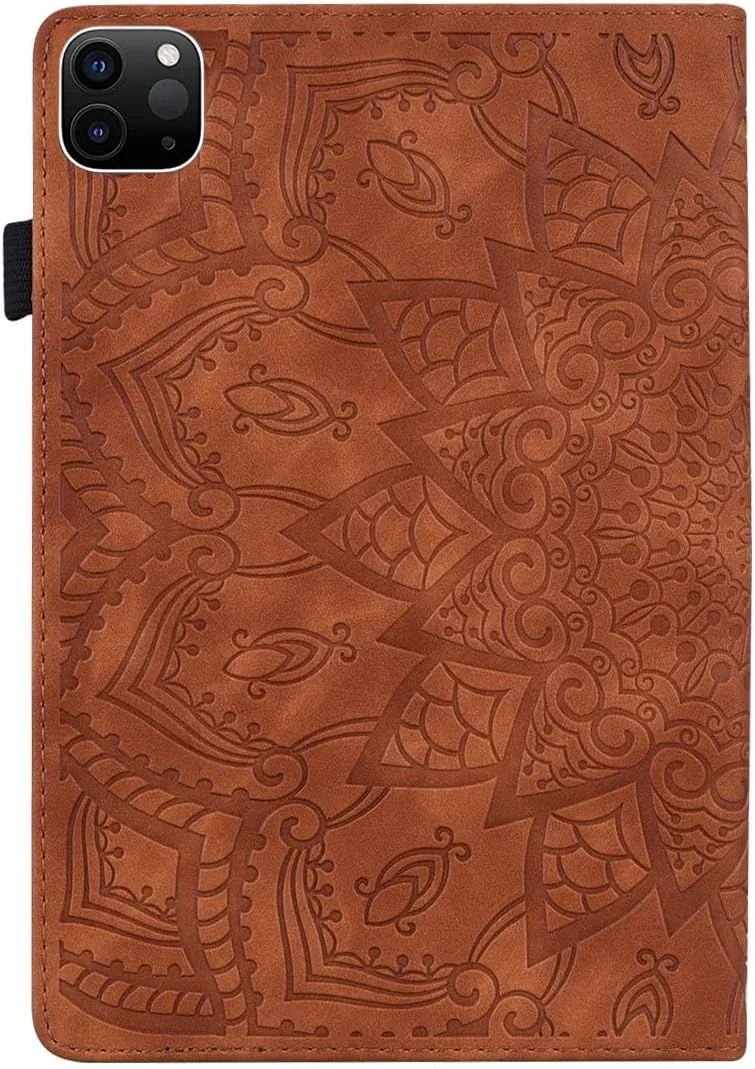 کیف تبلت RRXYHK سازگار با شیائومی Mi Pad 6/6 Pro 2023 11.2 اینچی، باریک، سبک وزن، چرمی PU برجسته، کیف تبلت با قابلیت استند و جای کارت، محافظ تبلت (قهوه ای)