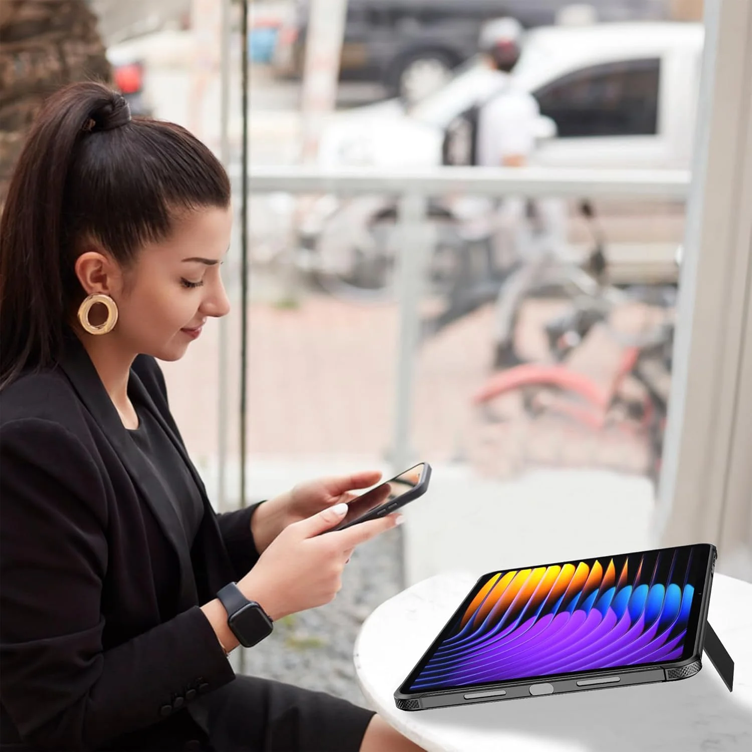 کاور محافظ FDHYFGDY برای شیائومی می پد 7/7 پرو 11.2 اینچی، کاور محافظ پشتی شفاف مات PC با استند (مشکی)