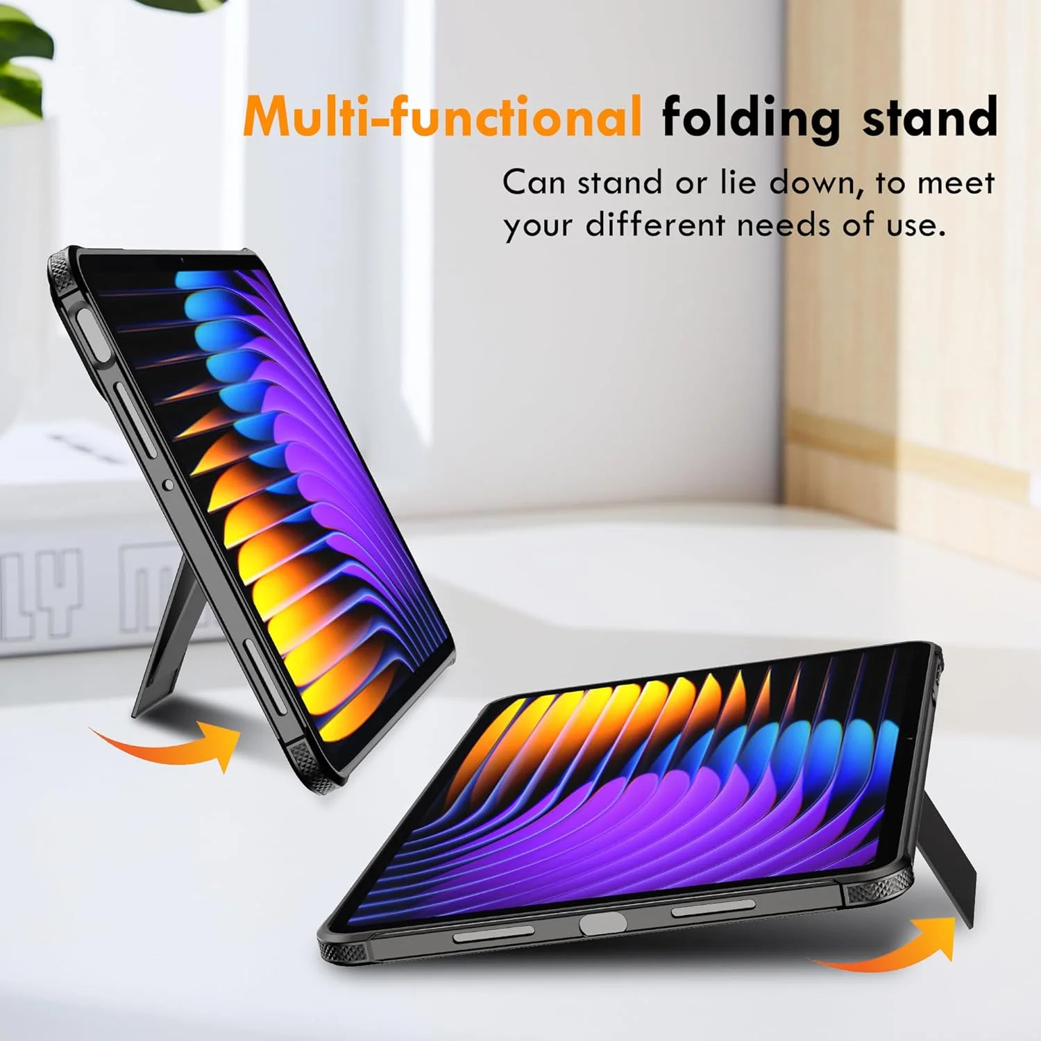 کاور محافظ FDHYFGDY برای شیائومی می پد 7/7 پرو 11.2 اینچی، کاور محافظ پشتی شفاف مات PC با استند (مشکی)