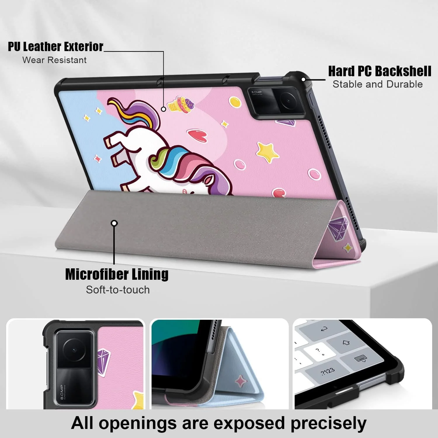 کاور DINGGUAGUA برای تبلت شیائومی Redmi Pad 10.61 اینچ 2022، کاور محافظ PU فوق العاده نازک با عملکرد خواب/بیدار خودکار و استند، طرح یونیکورن کاور DINGGUAGUA برای تبلت شیائومی Redmi Pad 10.61 اینچ 2022، کاور محافظ PU فوق العاده نازک با عملکرد خواب/بیدار خودکار و استند، طرح یونیکورن