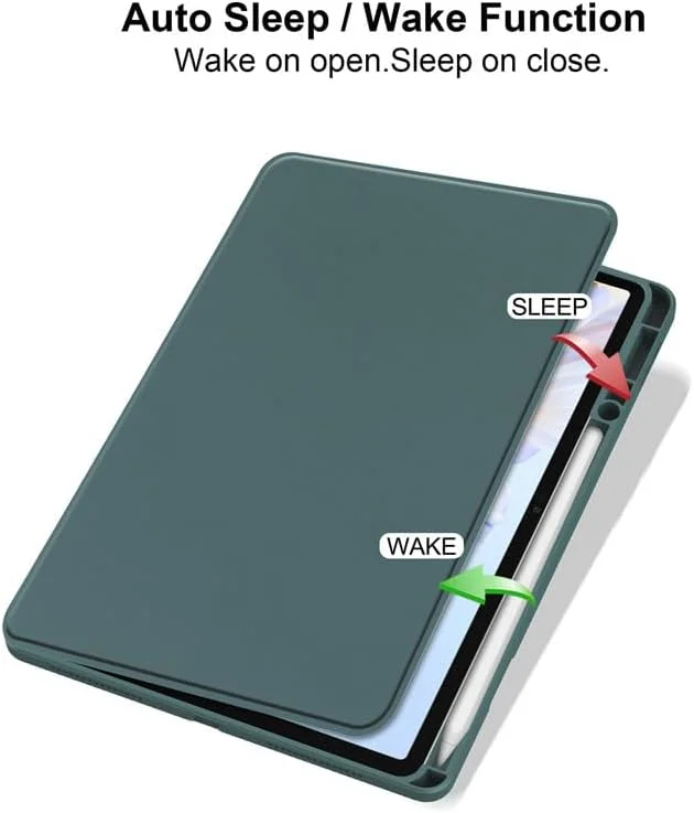 کیف Gruattreay برای تبلت هوشمند شیائومی Redmi Pad 2 11 اینچی (2025)، کیف چرمی با قابلیت بیدار/خواب خودکار، کاور چرخشی 360 درجه با پشت شفاف اکریلیک و جای قلم (سبز)