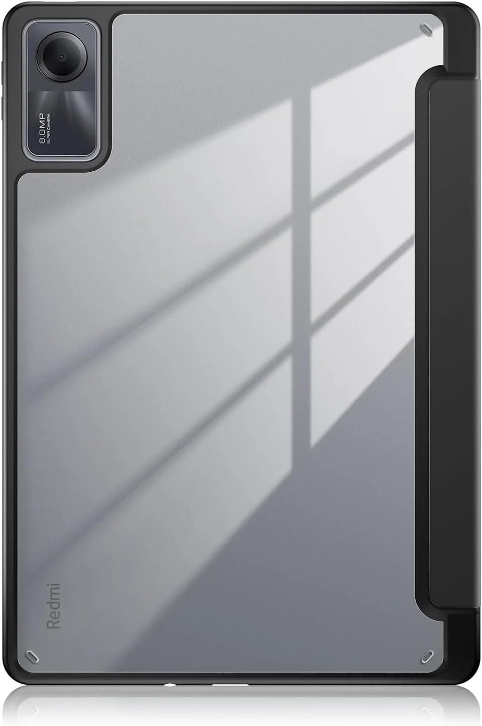 کاور تبلت شیائومی Redmi Pad SE سایز 11 اینچ 2023 مدل TOPCASE به همراه جای قلم، پشت PC شفاف، TPU ضد ضربه، استند سه تایی محافظ با قابلیت بیدار/خواب خودکار، مشکی