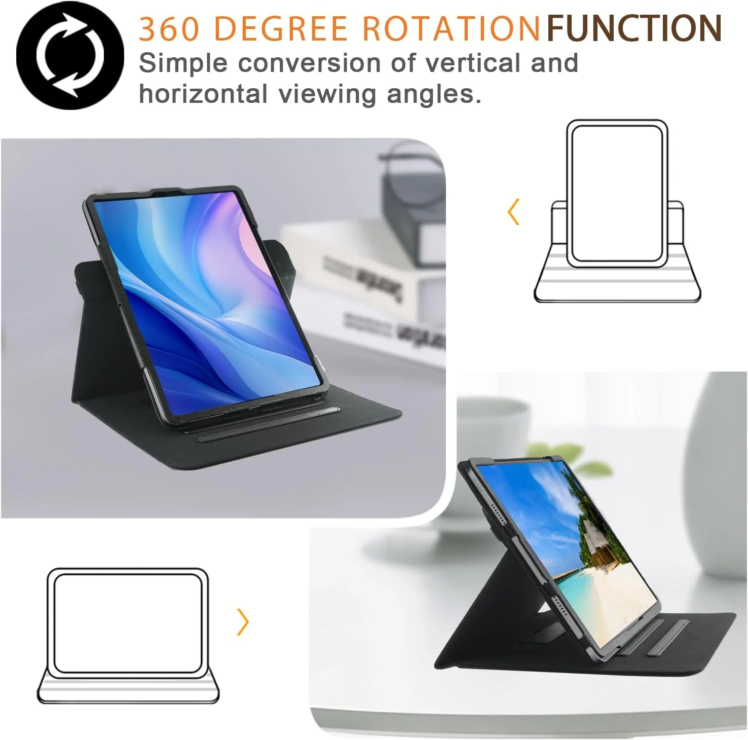 کیف چرخشی DINGGUAGUA سازگار با تبلت شیائومی Redmi Pad SE 11 اینچ 2023، کاور چرخش 360 درجه با عملکرد استند و بیدار/خواب خودکار، مشکی کیف چرخشی DINGGUAGUA سازگار با تبلت شیائومی Redmi Pad SE 11 اینچ 2023، کاور چرخش 360 درجه با عملکرد استند و بیدار/خواب خودکار، مشکی