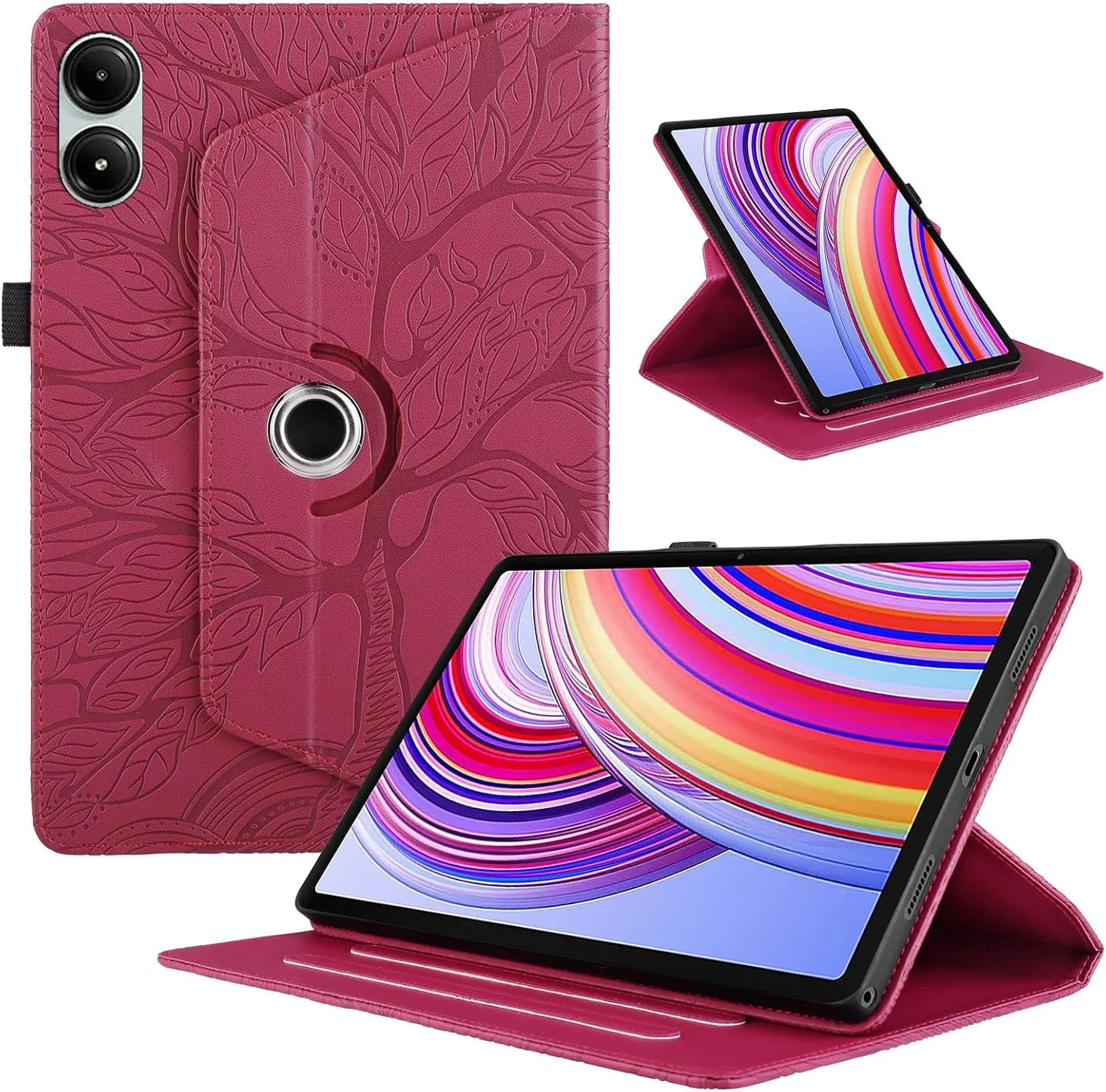 کاور محافظ گروتری سازگار با تبلت شیائومی Redmi Pad Pro 12.1 اینچ 2024، کاور تبلت با قابلیت چرخش 360 درجه، پایه تاشو، طرح برجسته درخت زندگی (قرمز) کاور محافظ گروتری سازگار با تبلت شیائومی Redmi Pad Pro 12.1 اینچ 2024، کاور تبلت با قابلیت چرخش 360 درجه، پایه تاشو، طرح برجسته درخت زندگی (قرمز)
