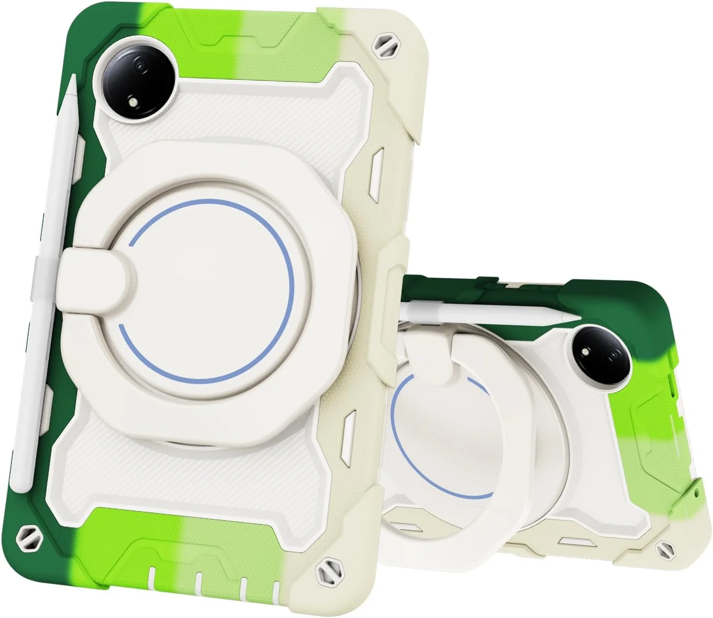 قاب سیلیکونی تبلت nincyee برای شیائومی Redmi Pad SE 8.7 2024، قاب ضد ضربه با نگهدارنده مداد، بند شانه، حلقه بزرگ چرخان آویز پایه برای کودکان