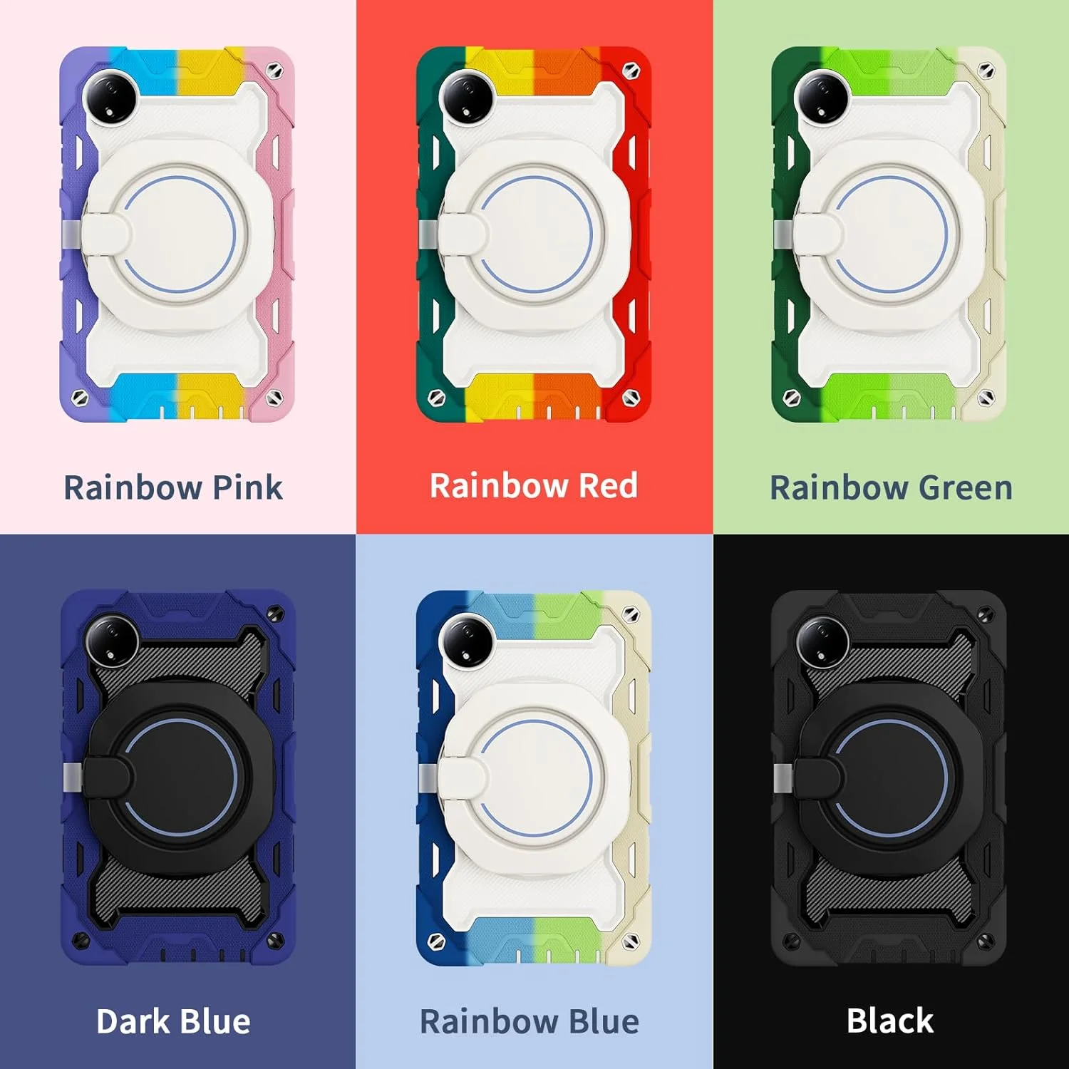 قاب سیلیکونی تبلت nincyee برای شیائومی Redmi Pad SE 8.7 2024، قاب ضد ضربه با نگهدارنده مداد، بند شانه، حلقه بزرگ چرخان آویز پایه برای کودکان