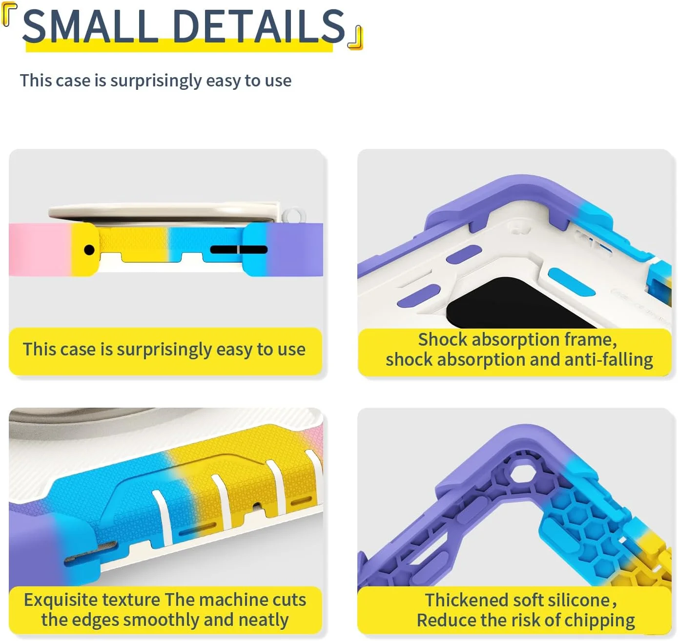 قاب سیلیکونی تبلت nincyee برای شیائومی Redmi Pad SE 8.7 2024، قاب ضد ضربه با نگهدارنده مداد، بند شانه، حلقه بزرگ چرخان آویز پایه برای کودکان