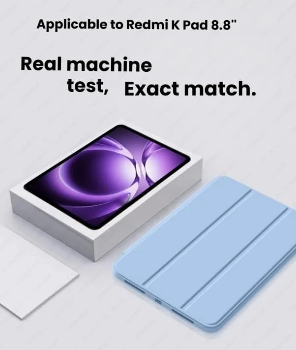 کاور گرآتری سازگار با تبلت شیائومی ردمی K Pad 8.8 اینچ (2025)، کاور باریک، مغناطیسی، هوشمند، چرمی PU با قابلیت تاشوندگی سه حالته و استند برای تبلت ردمی K Pad 8.8 اینچ (آبی تیره)