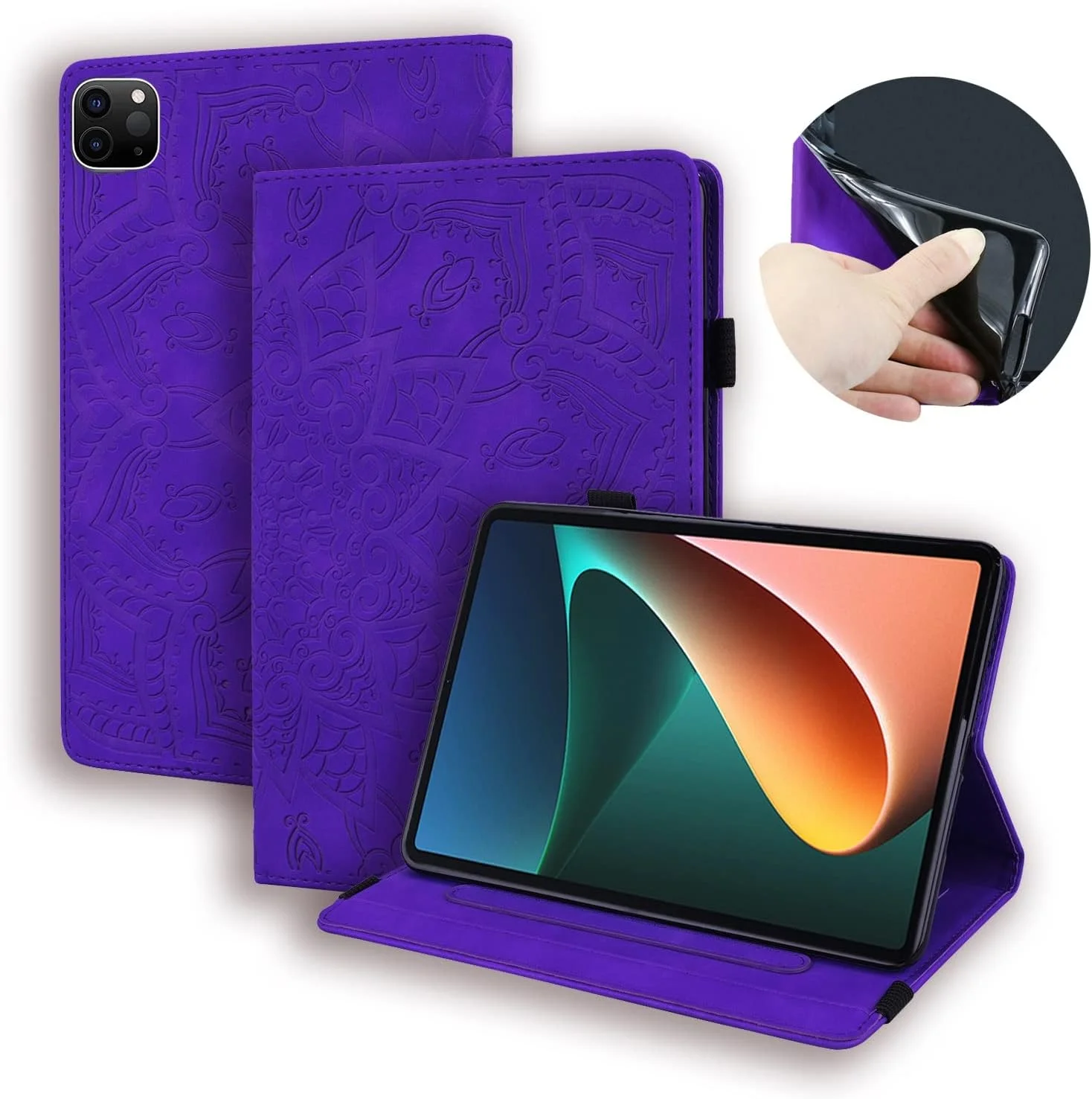 کیف تبلت سازگار با شیائومی می پد 6/6 پرو 2023 11.2 اینچی، باریک، سبک وزن، چرمی PU طرح دار، کاور تبلت با قابلیت استند و جای کارت (بنفش) کیف تبلت سازگار با شیائومی می پد 6/6 پرو 2023 11.2 اینچی، باریک، سبک وزن، چرمی PU طرح دار، کاور تبلت با قابلیت استند و جای کارت (بنفش)