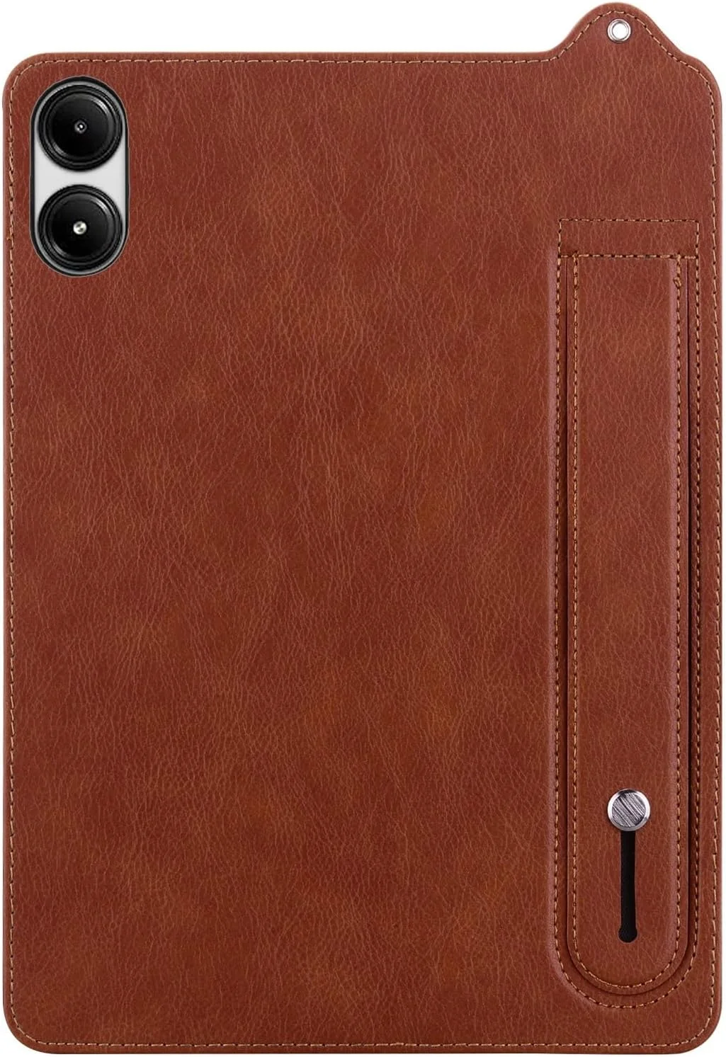 کیف تبلت چرمی و مقاوم در برابر ضربه السفر بالكمبيوتر اللوحي سازگار با Xiaomi Redmi Pad SE 11 2025 به همراه بند دستی و پایه نگهدارنده (قهوه ای)