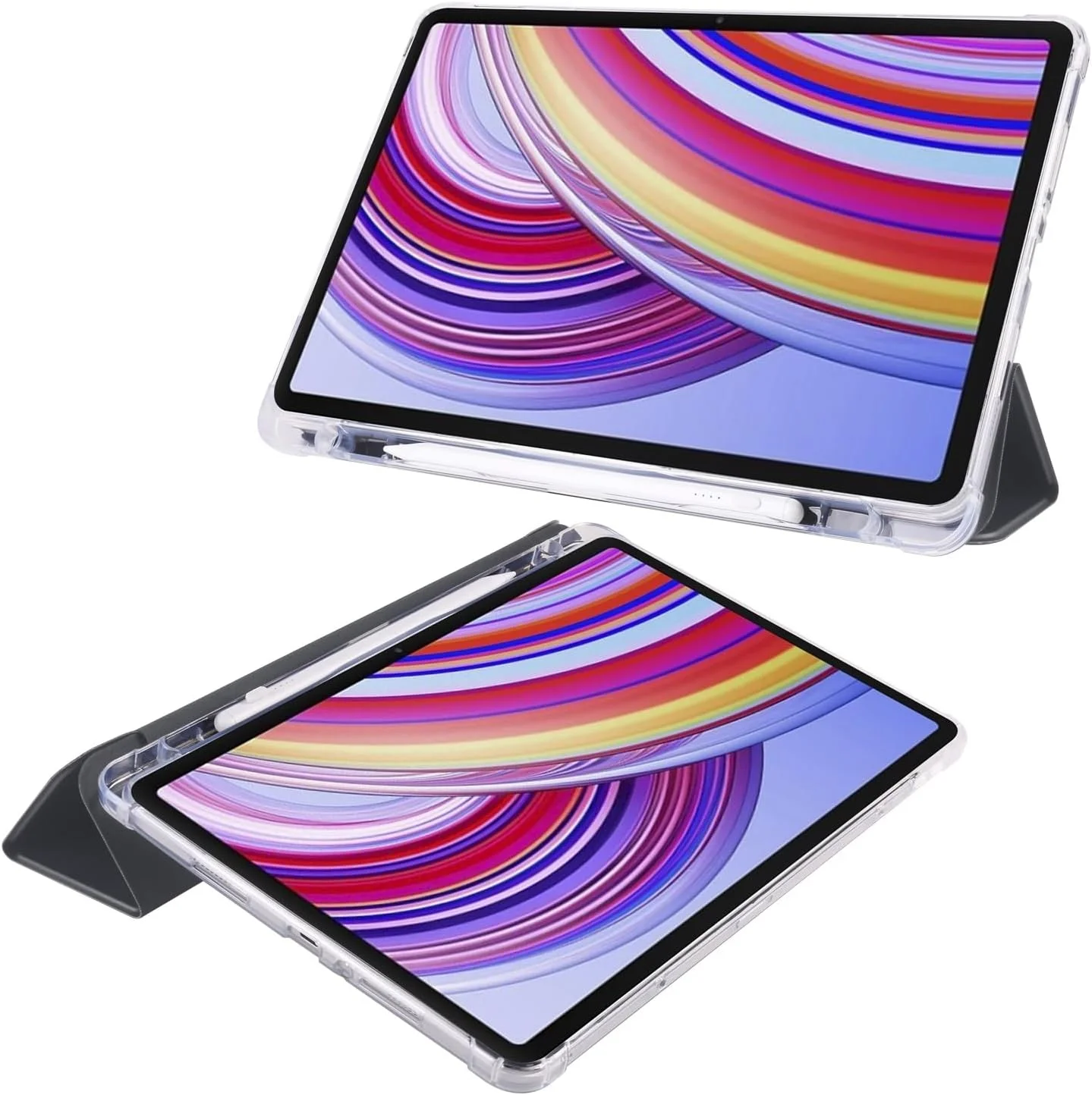 کیف تبلت سازگار با Xiaomi Redmi Pad Pro 12.1" 2024، کیف محافظ باریک و سبک، کاور هوشمند، کاور ضد ضربه با قاب پشتی شفاف به همراه جای قلم، سازگار با Redmi Pad P