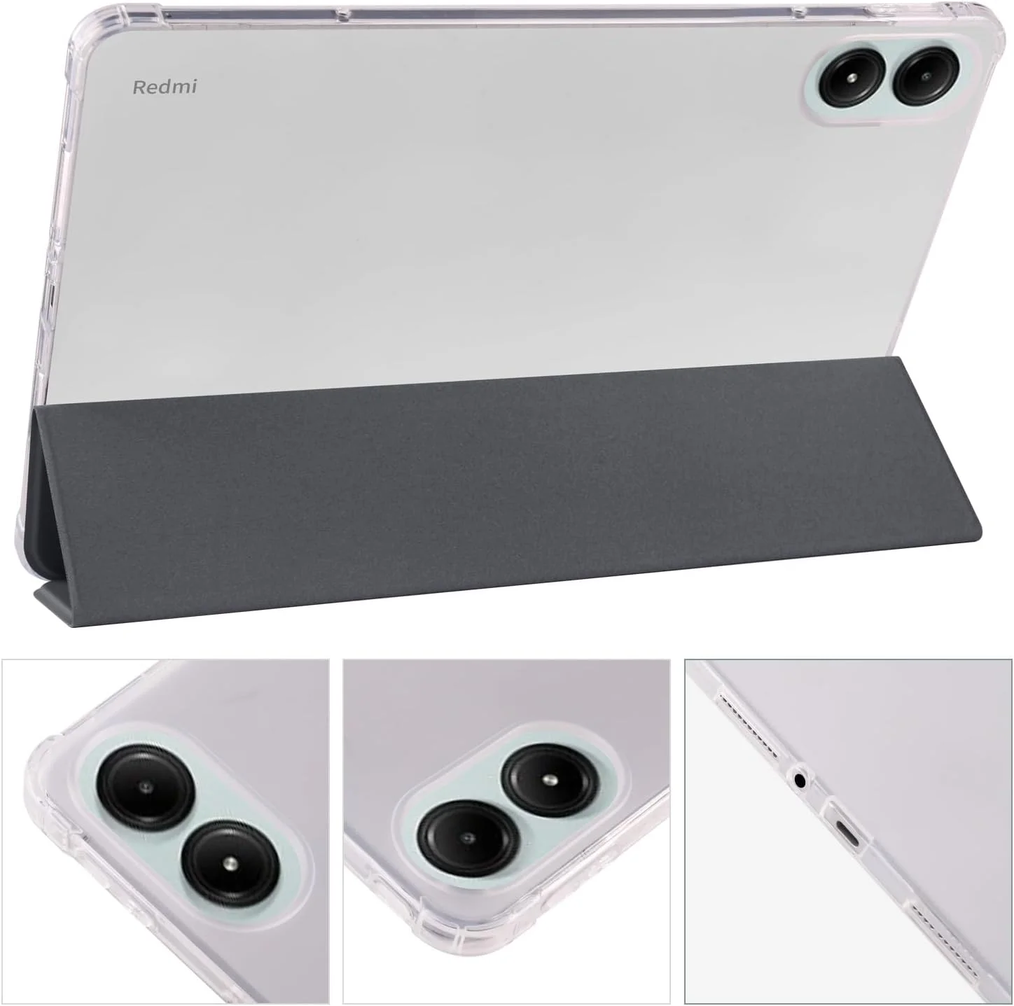 کیف تبلت سازگار با Xiaomi Redmi Pad Pro 12.1" 2024، کیف محافظ باریک و سبک، کاور هوشمند، کاور ضد ضربه با قاب پشتی شفاف به همراه جای قلم، سازگار با Redmi Pad P