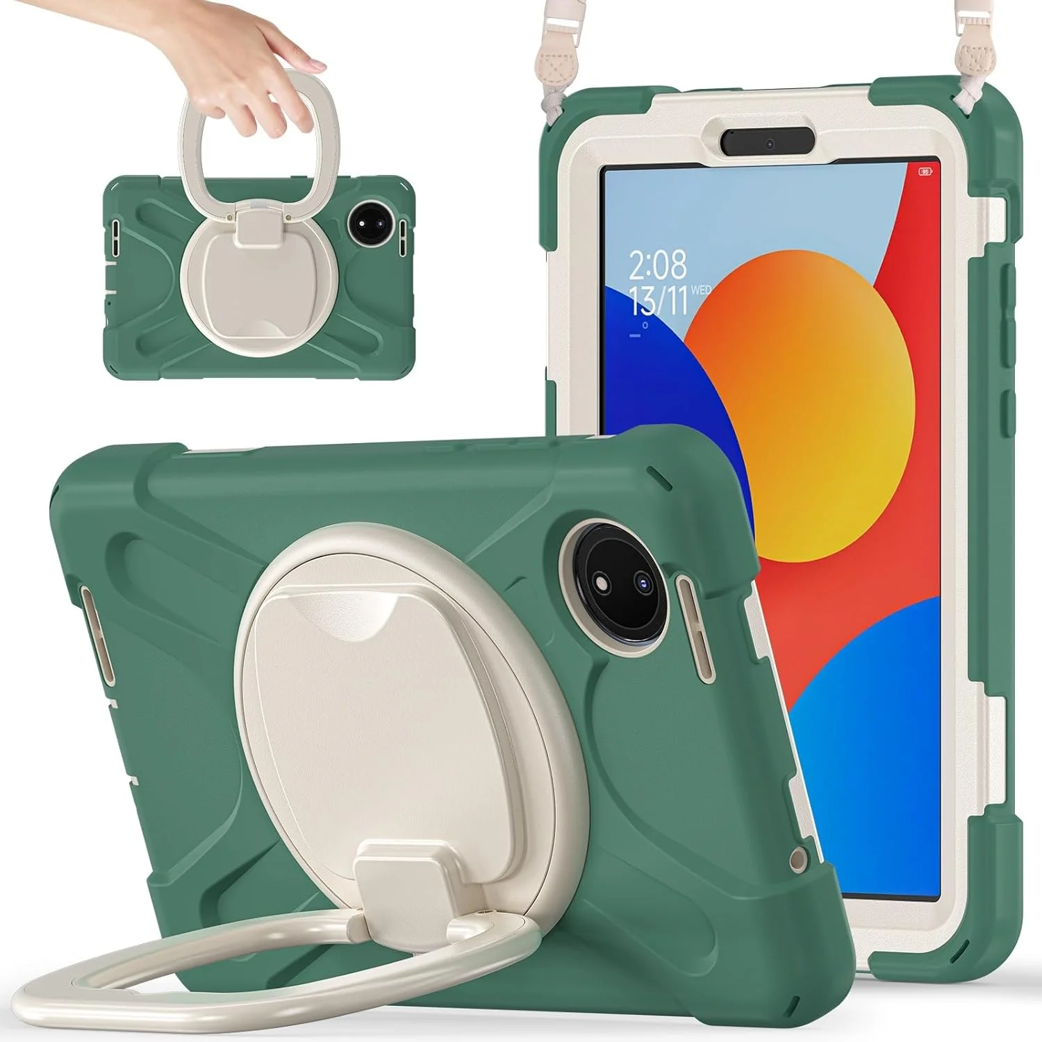 کاور تبلت سازگار با تبلت شیائومی Redmi Pad SE 8.7 اینچی 2024، کاور مقاوم و ضد ضربه با پایه چرخان 360 درجه، بند دستی/شانه سازگار با Redmi Pad SE 8.7 اینچ کاور تبلت سازگار با تبلت شیائومی Redmi Pad SE 8.7 اینچی 2024، کاور مقاوم و ضد ضربه با پایه چرخان 360 درجه، بند دستی/شانه سازگار با Redmi Pad SE 8.7 اینچ