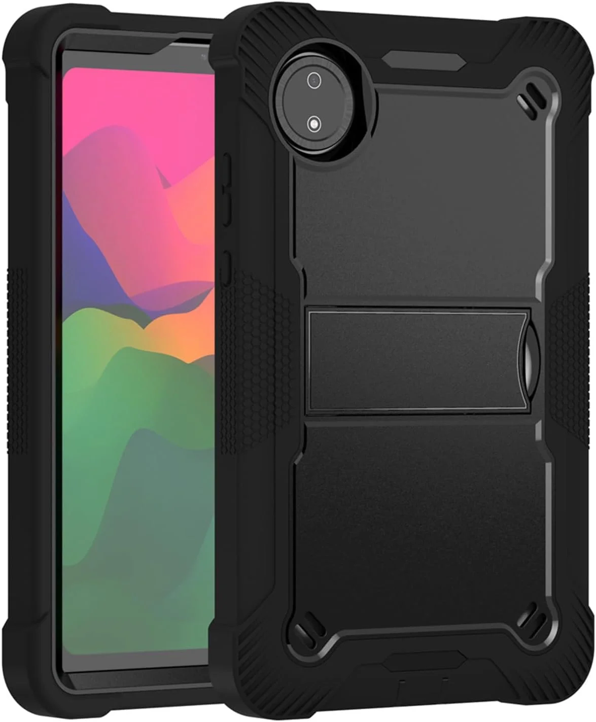 قاب محافظ HYAEcase برای تبلت شیائومی Redmi Pad SE 8.7 اینچ 4G (مدل 2024)، کاور محافظ سه لایه هیبریدی مقاوم در برابر ضربه به همراه پایه نگهدارنده، مناسب برای کودکان، پسران و دختران، سازگار با Redmi Pad SE 8.7" 4G (مشکی)