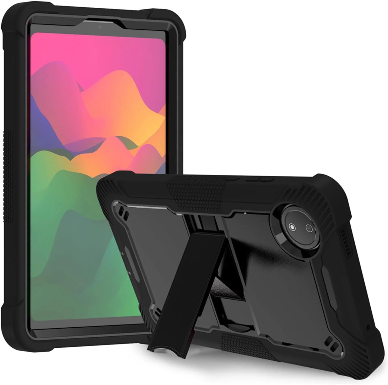 قاب محافظ HYAEcase برای تبلت شیائومی Redmi Pad SE 8.7 اینچ 4G (مدل 2024)، کاور محافظ سه لایه هیبریدی مقاوم در برابر ضربه به همراه پایه نگهدارنده، مناسب برای کودکان، پسران و دختران، سازگار با Redmi Pad SE 8.7" 4G (مشکی)