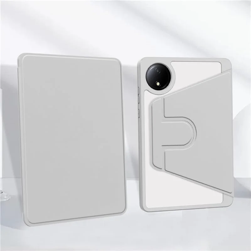 کاور تبلت شیائومی Redmi Pad SE 8.7 اینچی 2024 مدل ANKILVAIXY، کاور چرمی 360 درجه چرخان با قابلیت استند و جای قلم، دارای عملکرد خواب/بیدار خودکار (خاکستری)