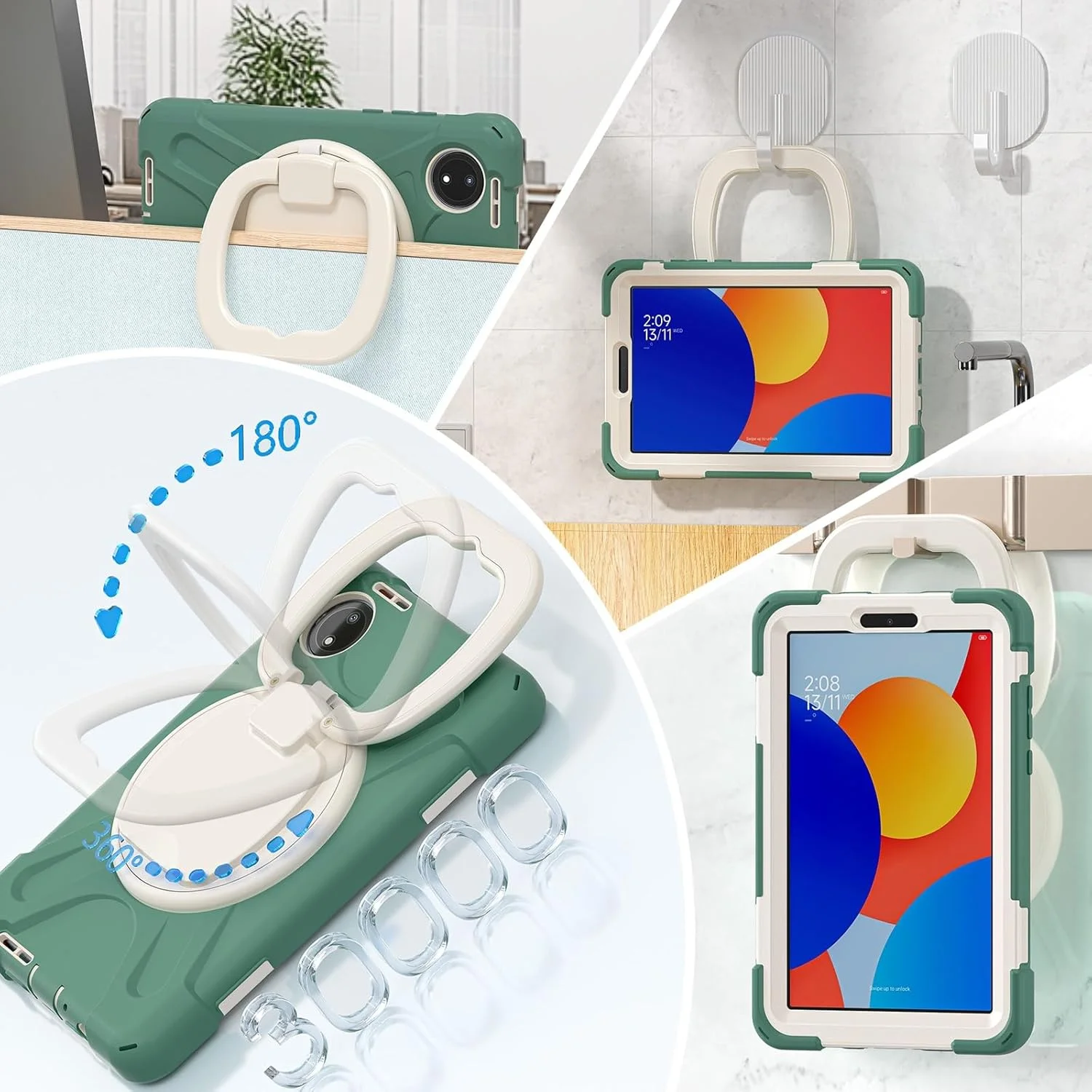 کاور تبلت سازگار با تبلت شیائومی Redmi Pad SE 8.7 اینچی 2024، کاور مقاوم و ضد ضربه با پایه چرخان 360 درجه، بند دستی/شانه سازگار با Redmi Pad SE 8.7 اینچ کاور تبلت سازگار با تبلت شیائومی Redmi Pad SE 8.7 اینچی 2024، کاور مقاوم و ضد ضربه با پایه چرخان 360 درجه، بند دستی/شانه سازگار با Redmi Pad SE 8.7 اینچ