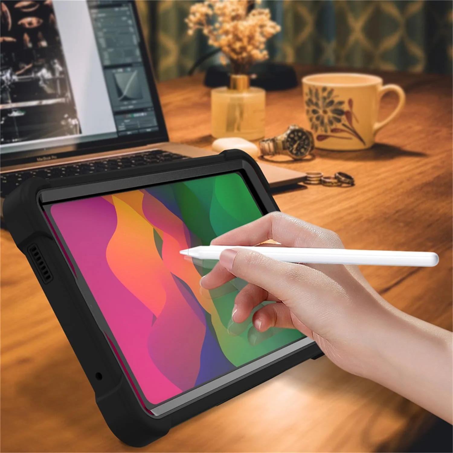 قاب محافظ HYAEcase برای تبلت شیائومی Redmi Pad SE 8.7 اینچ 4G (مدل 2024)، کاور محافظ سه لایه هیبریدی مقاوم در برابر ضربه به همراه پایه نگهدارنده، مناسب برای کودکان، پسران و دختران، سازگار با Redmi Pad SE 8.7" 4G (مشکی)