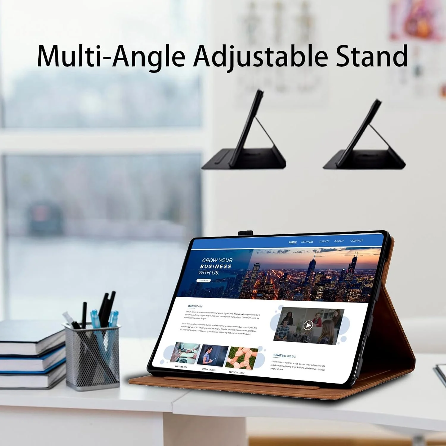 کیف محافظ تبلت شیائومی Redmi Pad SE 2023 (11 اینچ)، کیف هوشمند چرمی ممتاز با قابلیت خواب/بیدار شدن خودکار، جای قلم و جای کارت، قهوه ای