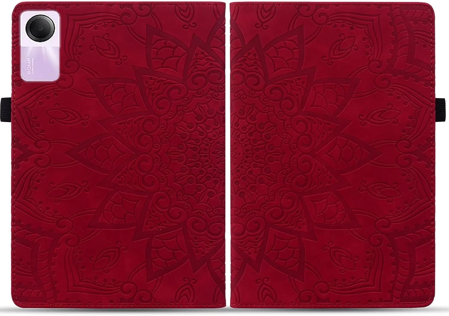 کیف تبلت RRXYHK سازگار با شیائومی Redmi Pad SE 11 اینچ، باریک، سبک وزن، چرمی PU طرح دار، کیف تبلت با قابلیت استند و جای کارت (قرمز)