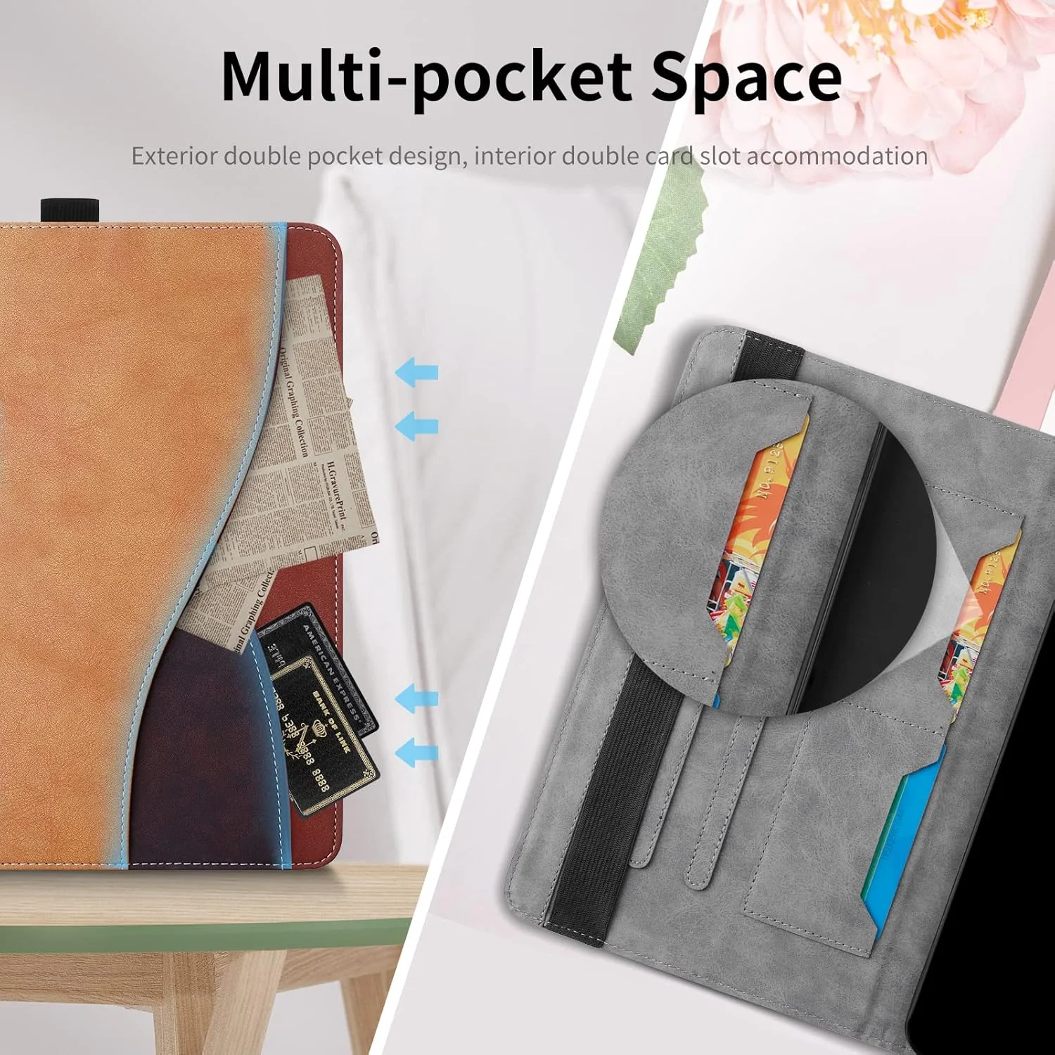 کیف تبلت AsWant برای شیائومی Redmi Pad 2 11 اینچ (2025) (Wi-Fi) - کیف محافظ تبلت فوق العاده نازک تجاری سه رنگ با عملکرد کیف پول و استند سازگار با کیف Redmi Pad 2 (قهوه ای)