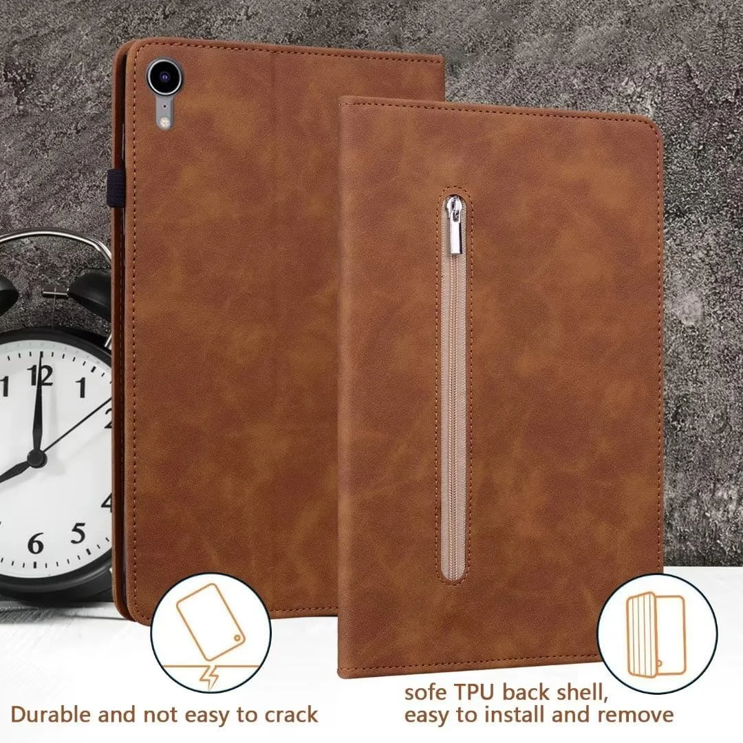 سازگار با/جایگزین برای تبلت شیائومی Redmi Pad 10.61 اینچ، کیف چرمی PU تاشو با قابلیت استند و کیف پول آهنربایی مدل TXCSLLPB (قهوه ای)