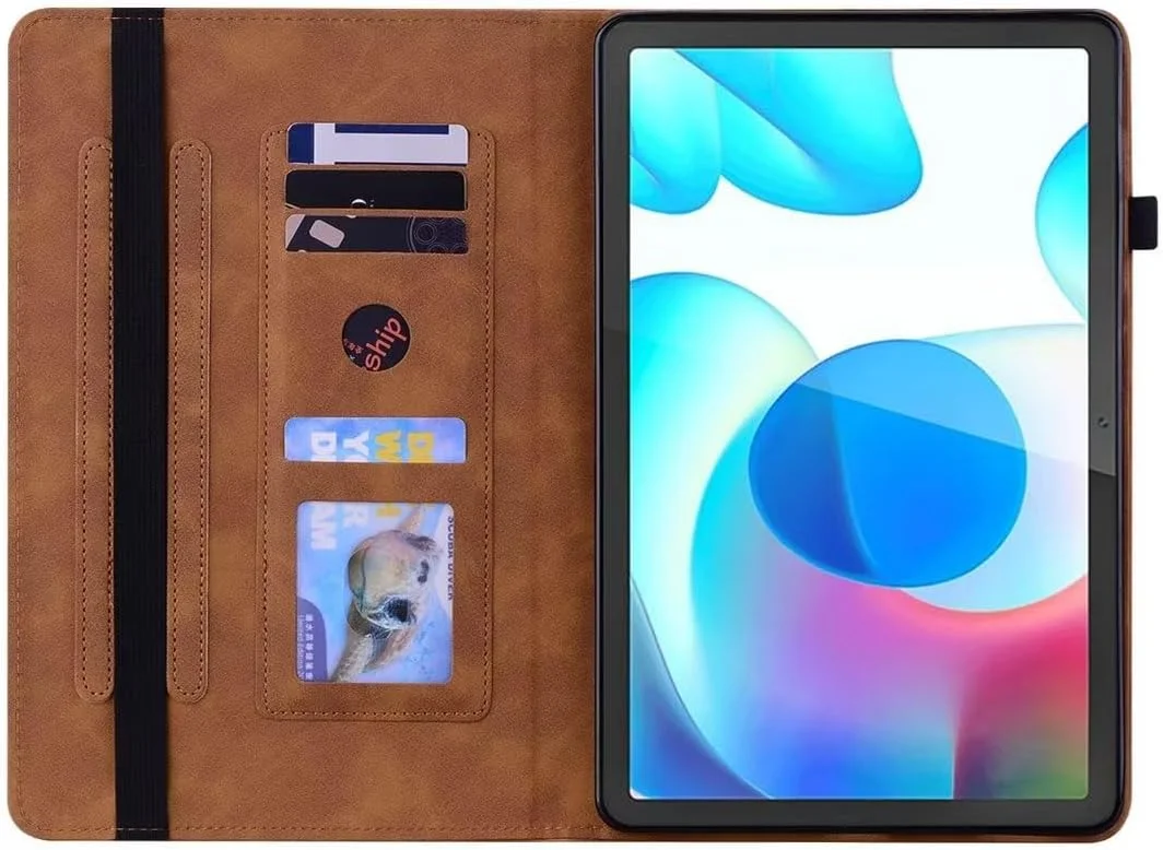 سازگار با/جایگزین برای تبلت شیائومی Redmi Pad 10.61 اینچ، کیف چرمی PU تاشو با قابلیت استند و کیف پول آهنربایی مدل TXCSLLPB (قهوه ای)