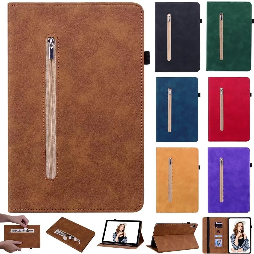 سازگار با/جایگزین برای تبلت شیائومی Redmi Pad 10.61 اینچ، کیف چرمی PU تاشو با قابلیت استند و کیف پول آهنربایی مدل TXCSLLPB (قهوه ای)