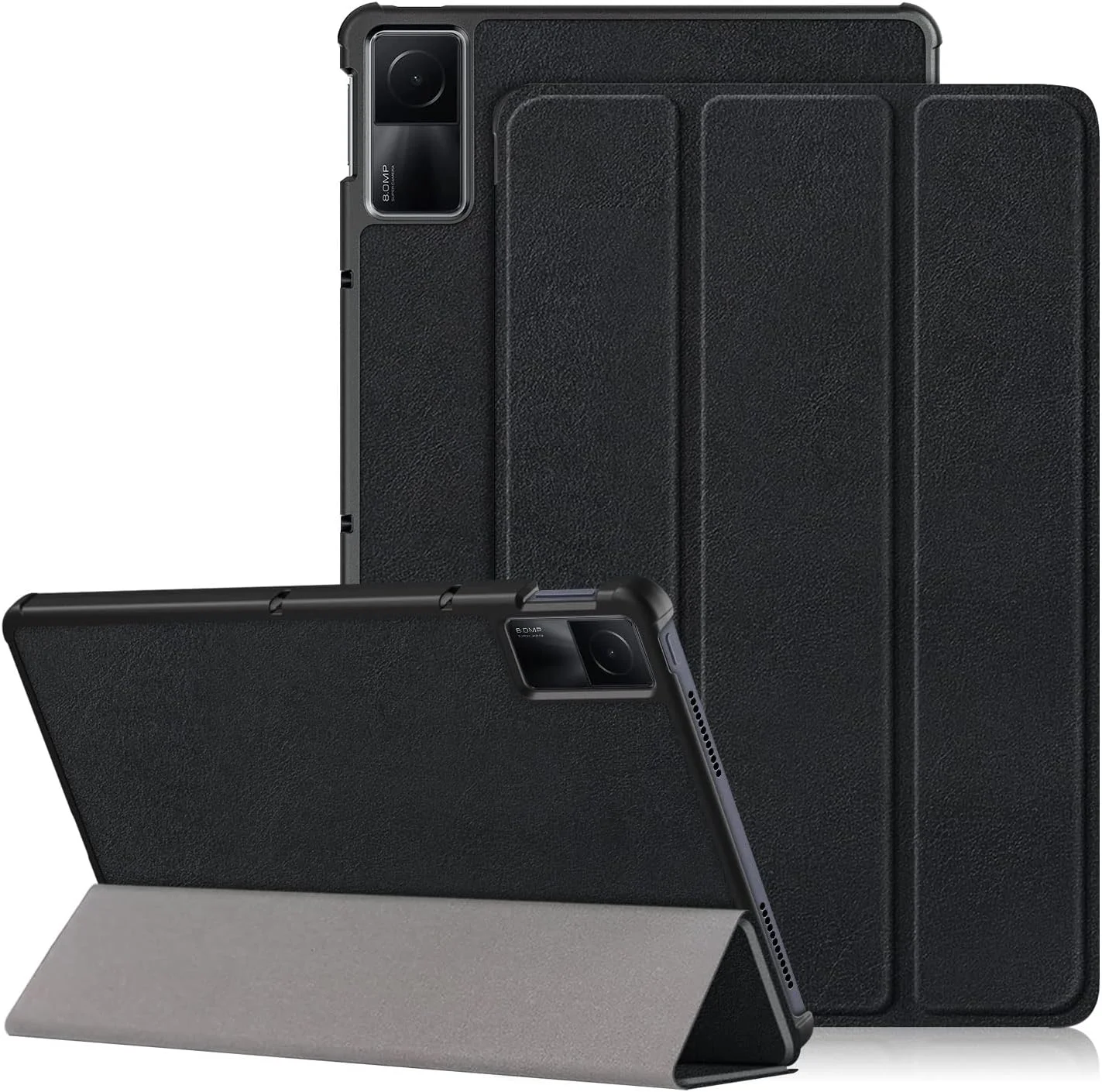 کاور محافظ تبلت شیائومی Redmi Pad 10.61 اینچ 2022 مدل DINGGUAGUA، کاور محافظ PU فوق العاده نازک با عملکرد خواب/بیدار خودکار و استند، مشکی