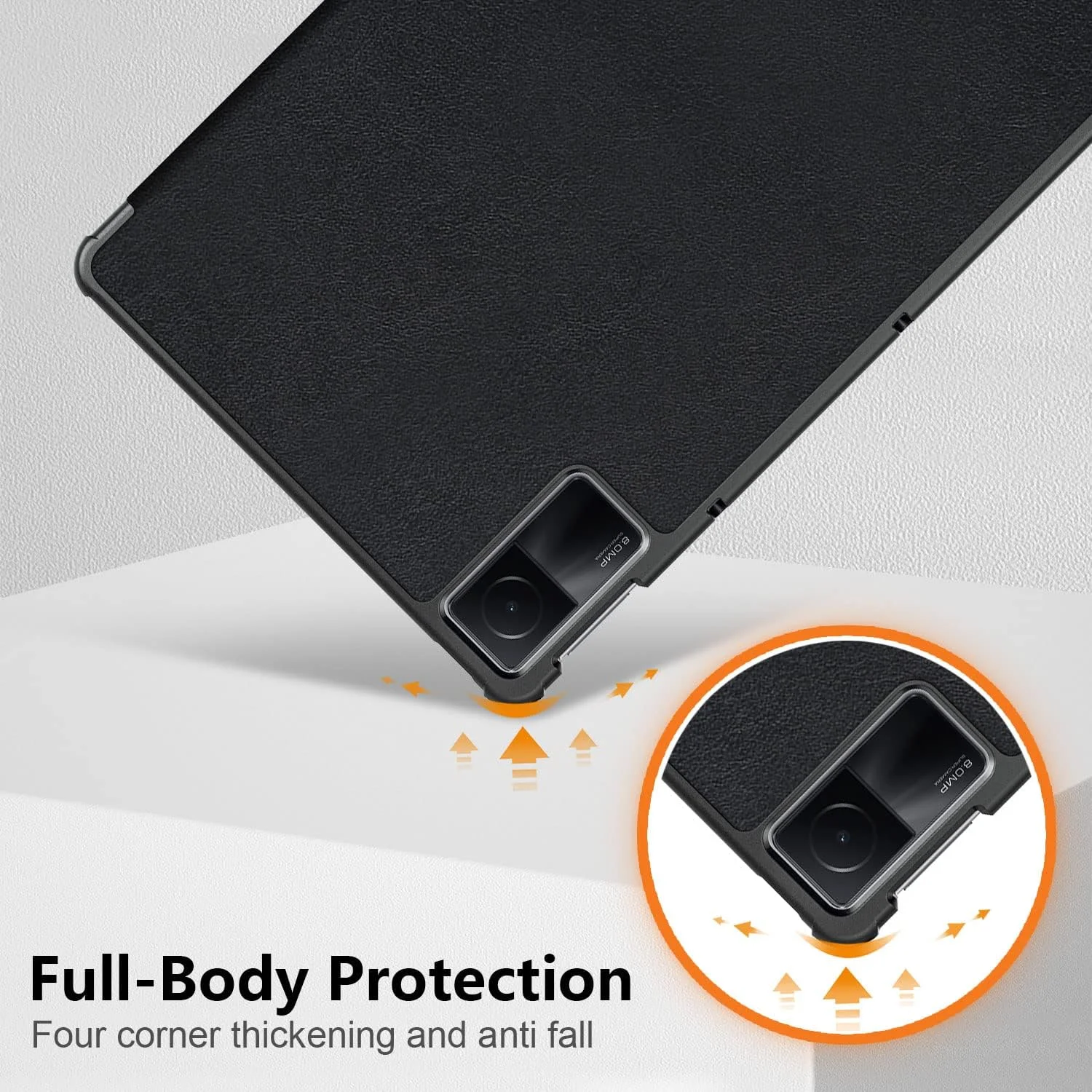 کاور محافظ تبلت شیائومی Redmi Pad 10.61 اینچ 2022 مدل DINGGUAGUA، کاور محافظ PU فوق العاده نازک با عملکرد خواب/بیدار خودکار و استند، مشکی