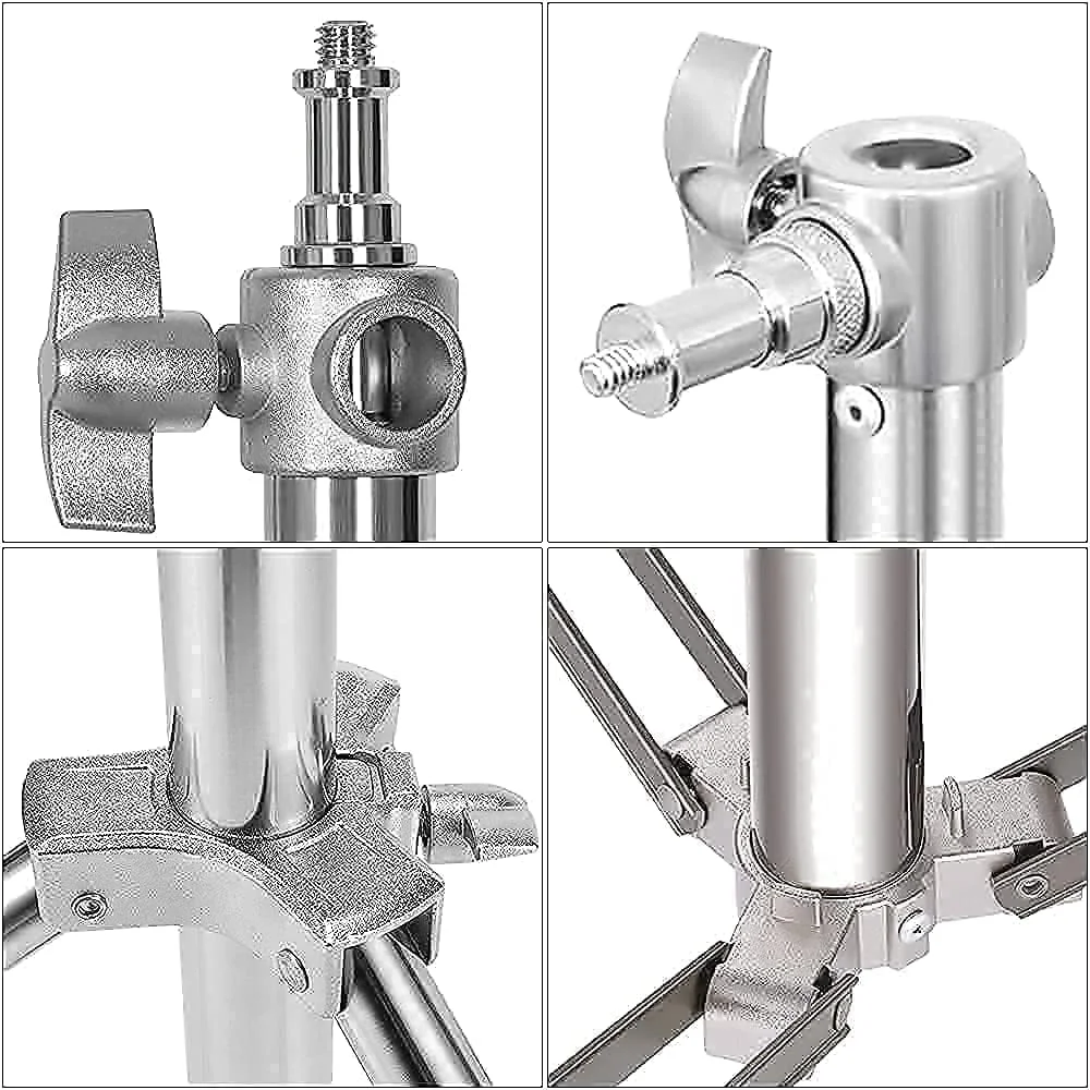 پایه نور عکاسی پادوم 2.8 متری از جنس استیل ضد زنگ با آداپتور یونیورسال 1/4 اینچ به 3/8 اینچ، سه پایه نور عکاسی سنگین با فنر، برای نور استروب LED، نور ویدئویی، رینگ لایت، سافت باکس
