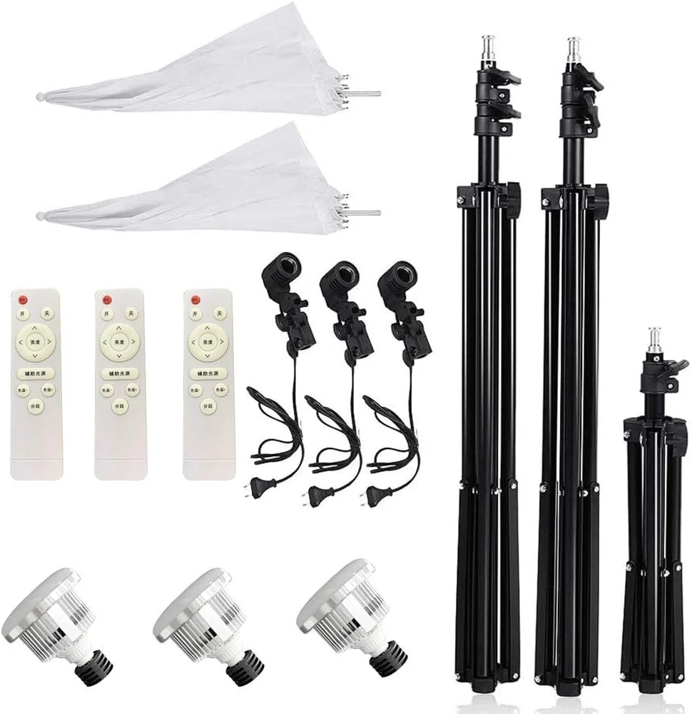 کیت نورپردازی چتری عکاسی Padom برای استودیوی عکاسی، با نور رنگ روز، نور گرم، نور سرد، همراه با پایه های سه پایه کیت نورپردازی چتری عکاسی Padom برای استودیوی عکاسی، با نور رنگ روز، نور گرم، نور سرد، همراه با پایه های سه پایه