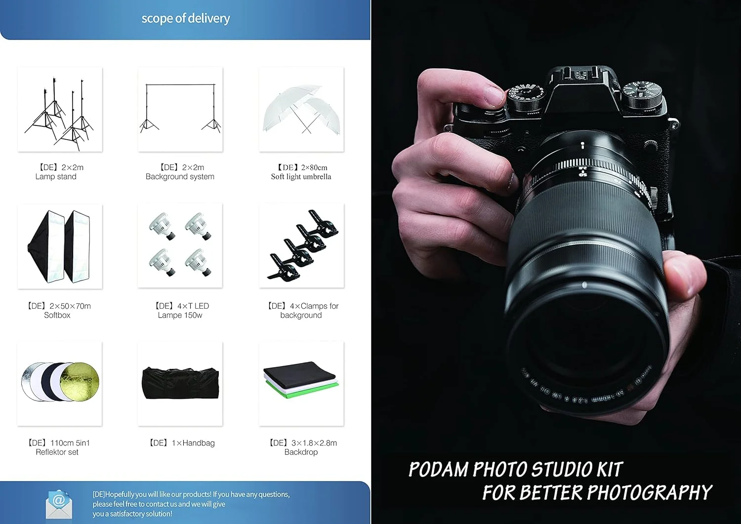 سیستم پشتیبانی پس زمینه Padom، کیت نورپردازی استودیوی فیلمبرداری عکاسی، مجموعه سافت باکس چتر، نورپردازی مداوم برای عکاسی محصول استودیویی، عکاسی پرتره و فیلمبرداری