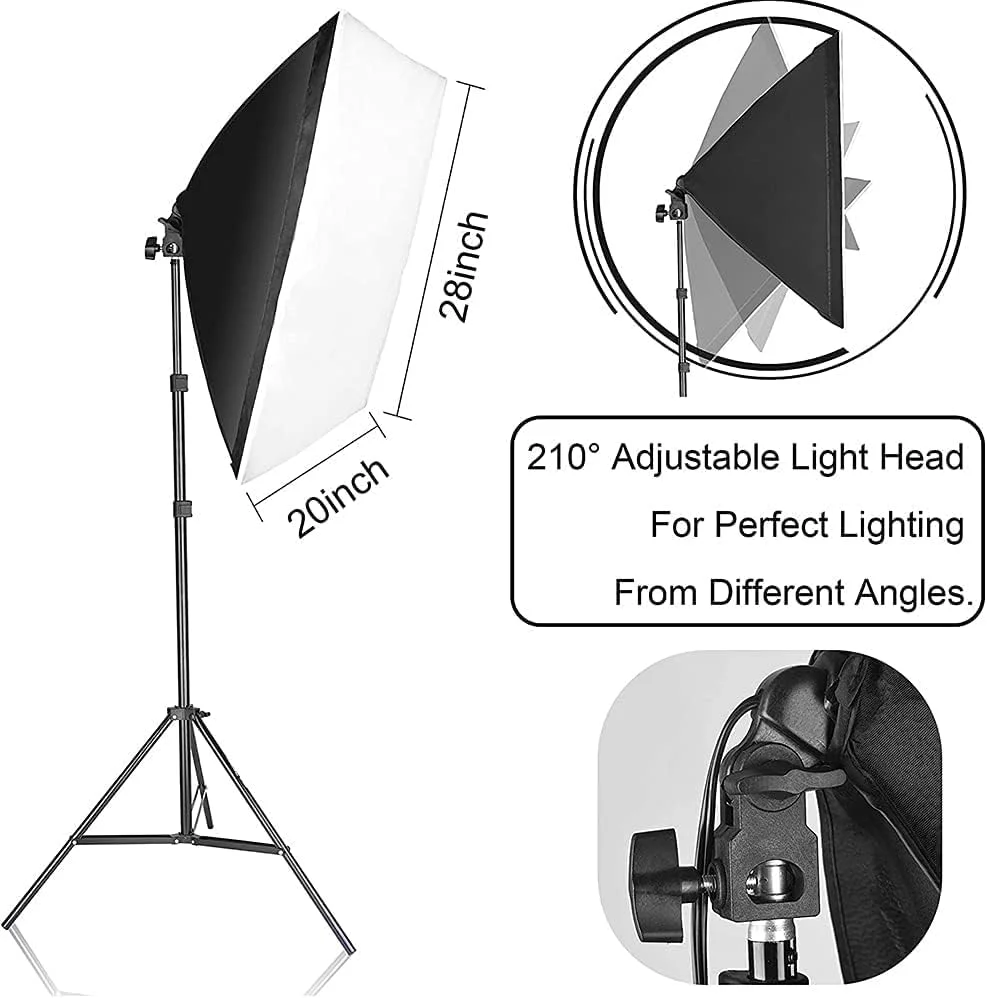 کیت نورپردازی سافت باکس Padom، مجموعه سافت باکس نورپردازی مداوم دیمر دار با لامپ های 150 واتی با 3 دمای رنگ، تجهیزات استودیوی عکاسی حرفه ای برای ضبط ویدیو، پادکست، مصاحبه